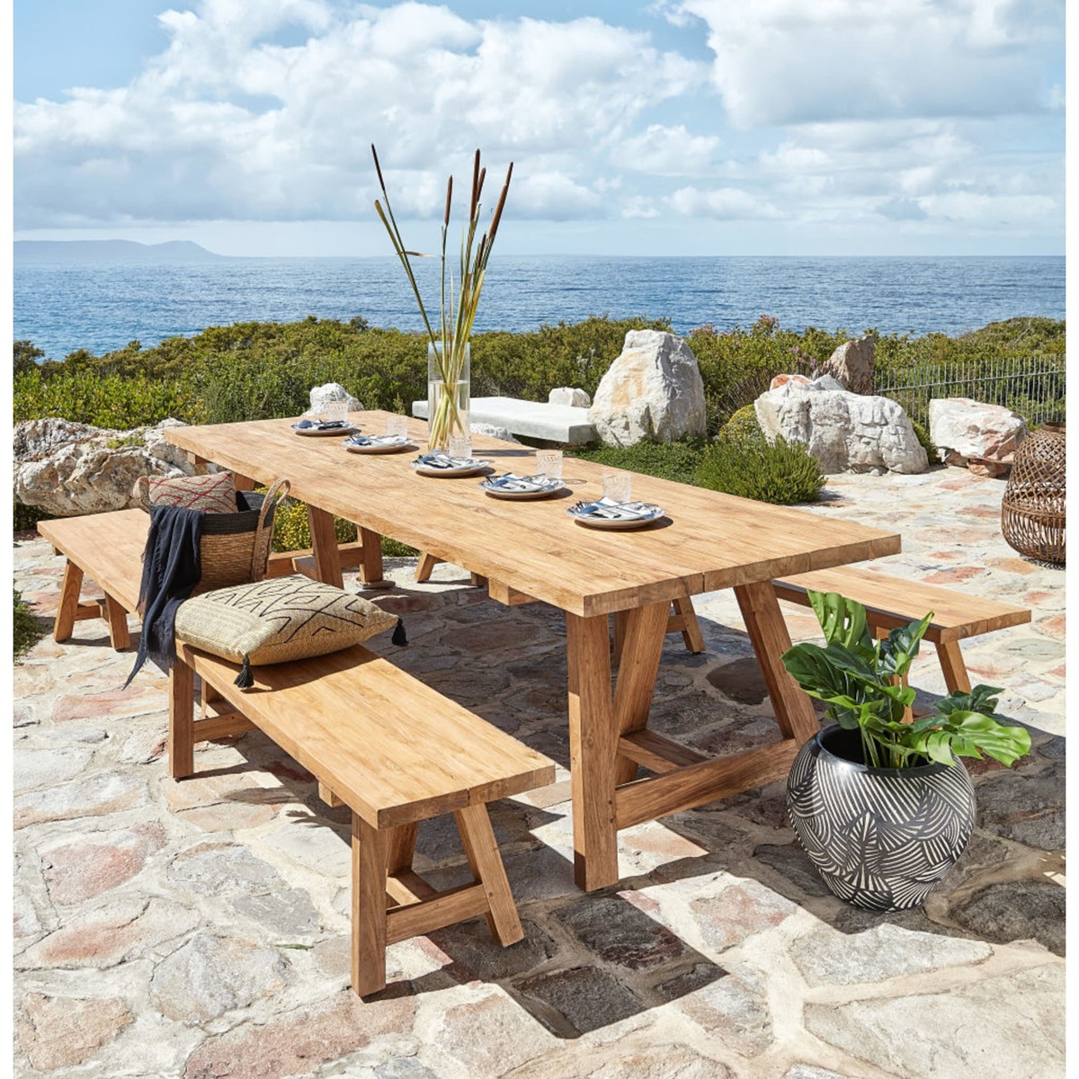 12-14-seater Recycled Teakholz garden table L300 Tecka – image 10