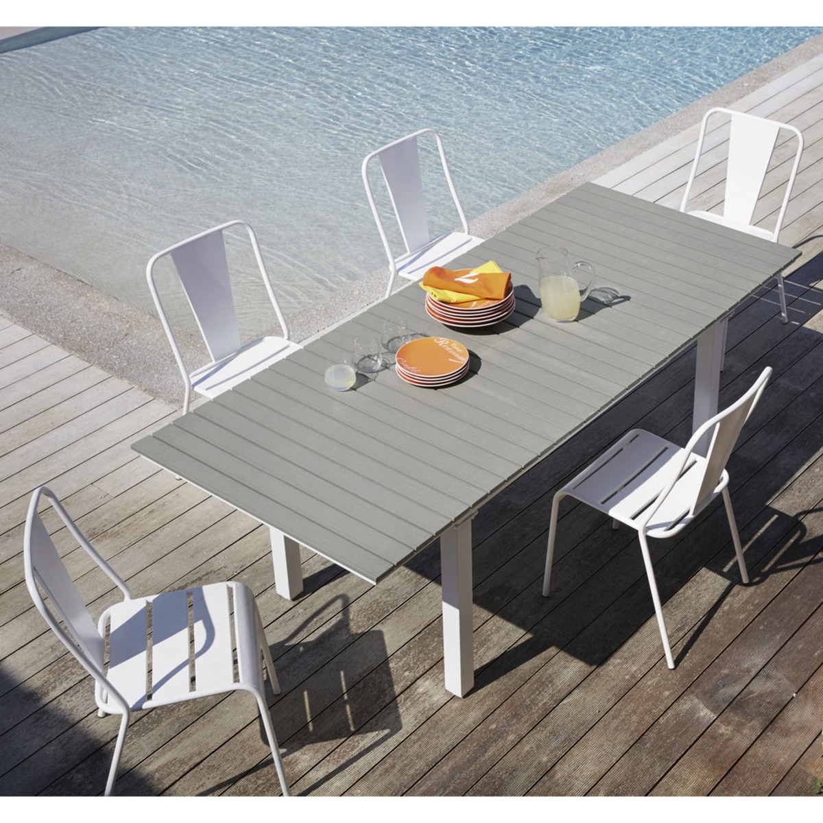 6-10 Seater Extending Garden Table in Imitation Wood Composite and Aluminium W 157 Escale – image 6