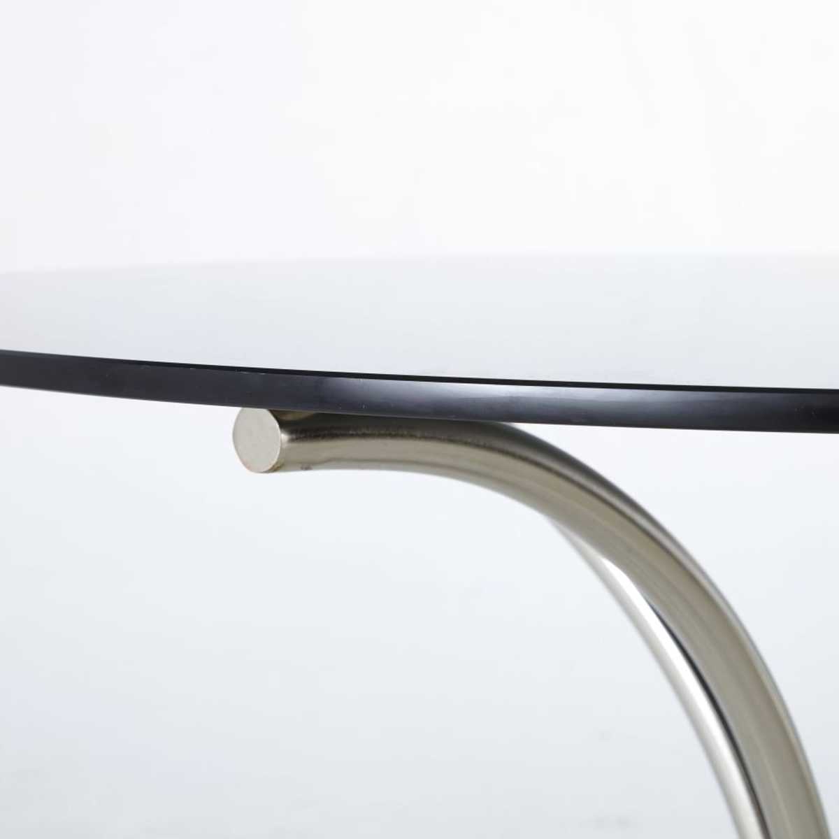 Round Smoked Tempered Glass 4-Seater Dining Table D100 Faye – image 2