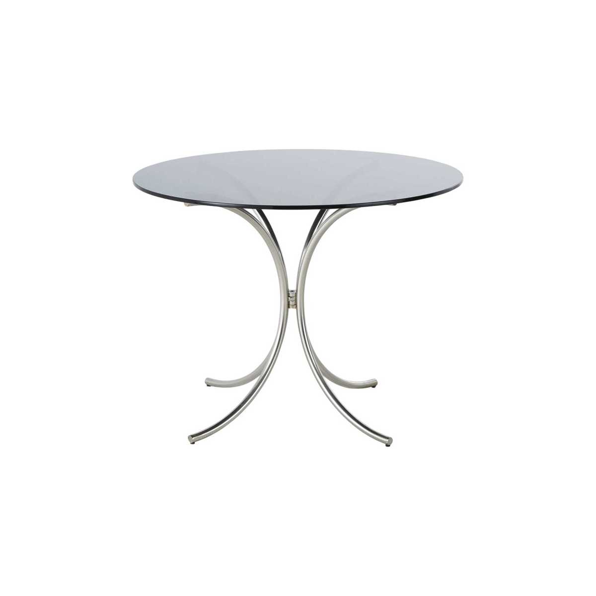 Round Smoked Tempered Glass 4-Seater Dining Table D100 Faye – image 1