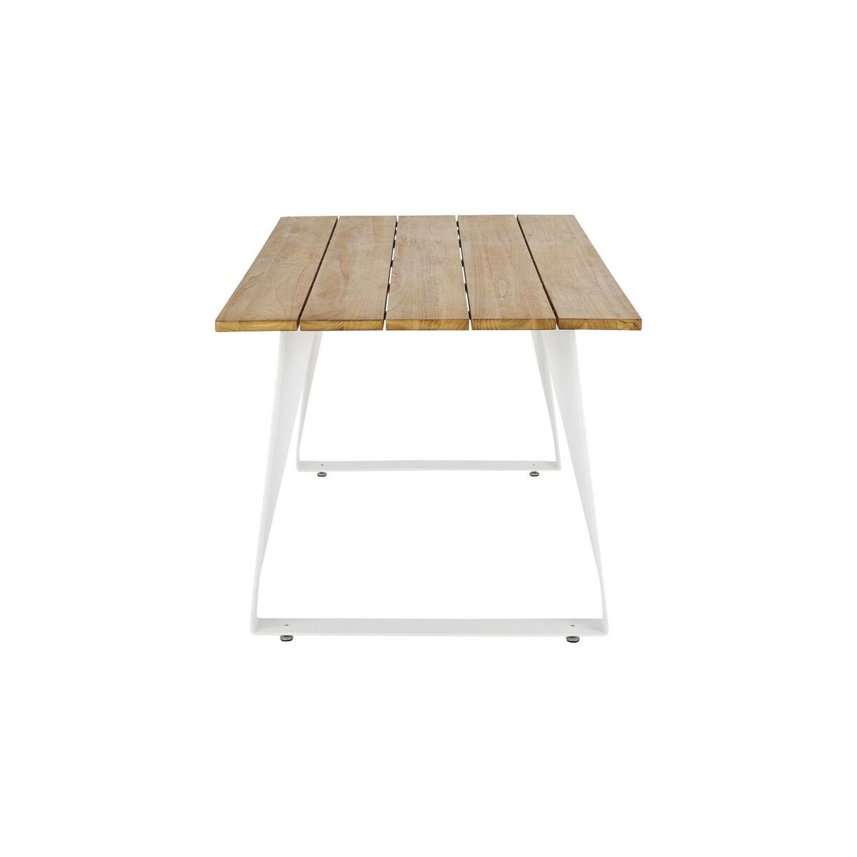 Professional quality 6 to 8-seater white aluminium and solid teak outdoor dining table L180cm – image 2