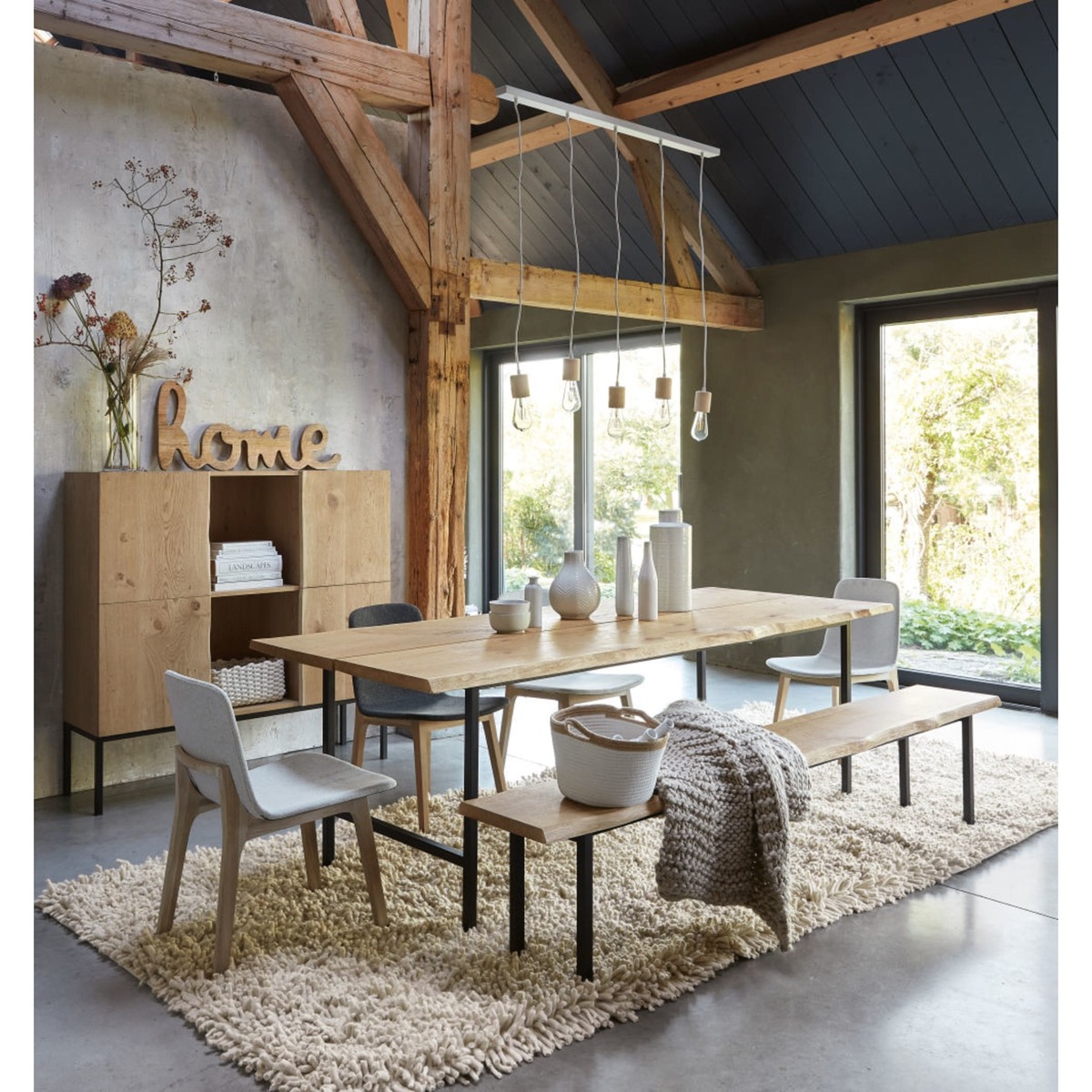Solid Oak and Black Metal 8-Seater Dining Table Magnus – image 7