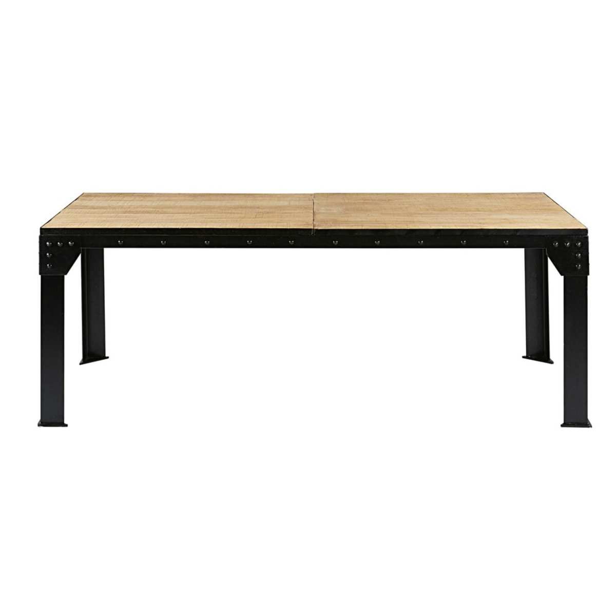 Mango Wood and Black Metal Extendible 8-12 Seater Dining Table L200-280 Factory – image 3