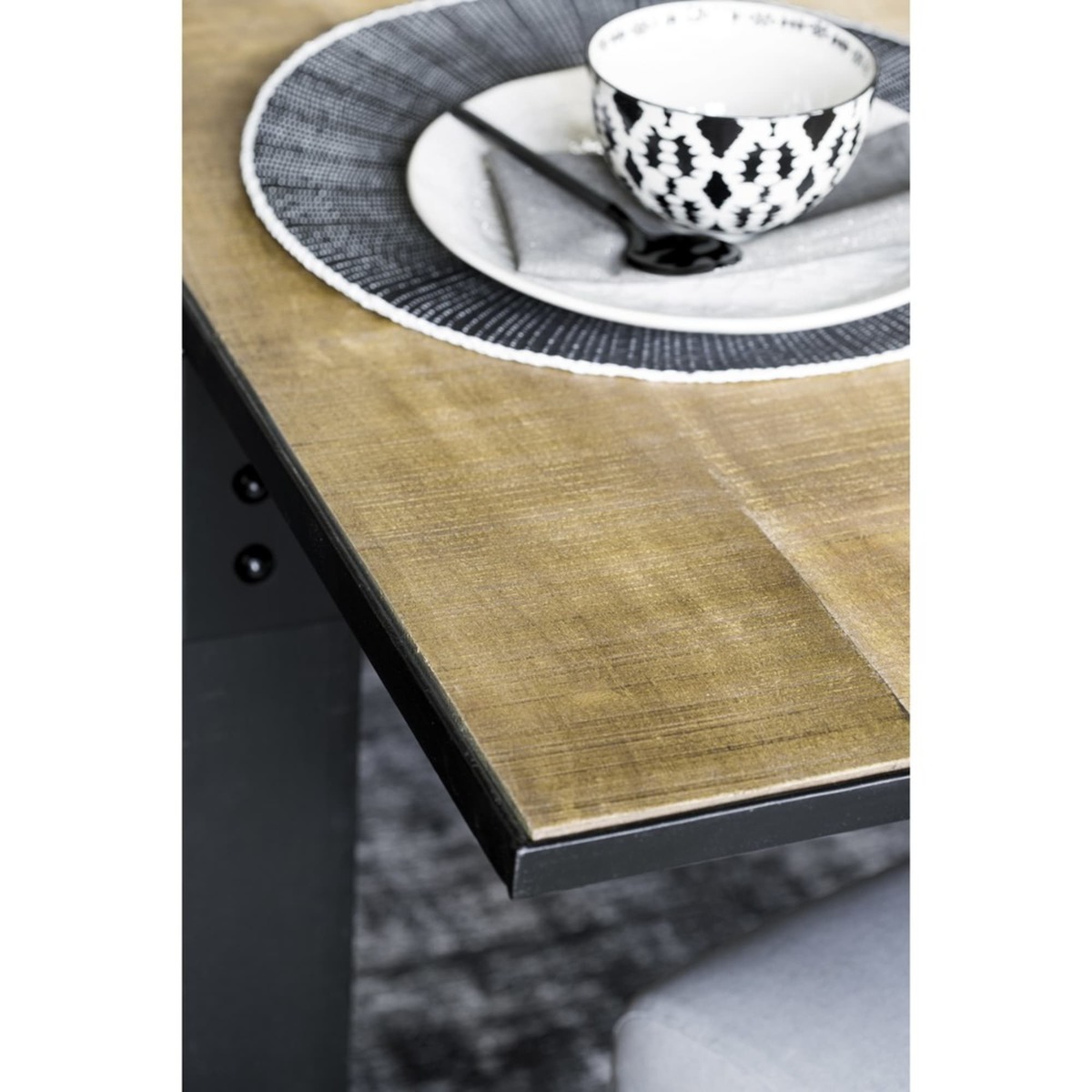 Mango Wood and Black Metal Extendible 8-12 Seater Dining Table L200-280 Factory – image 5