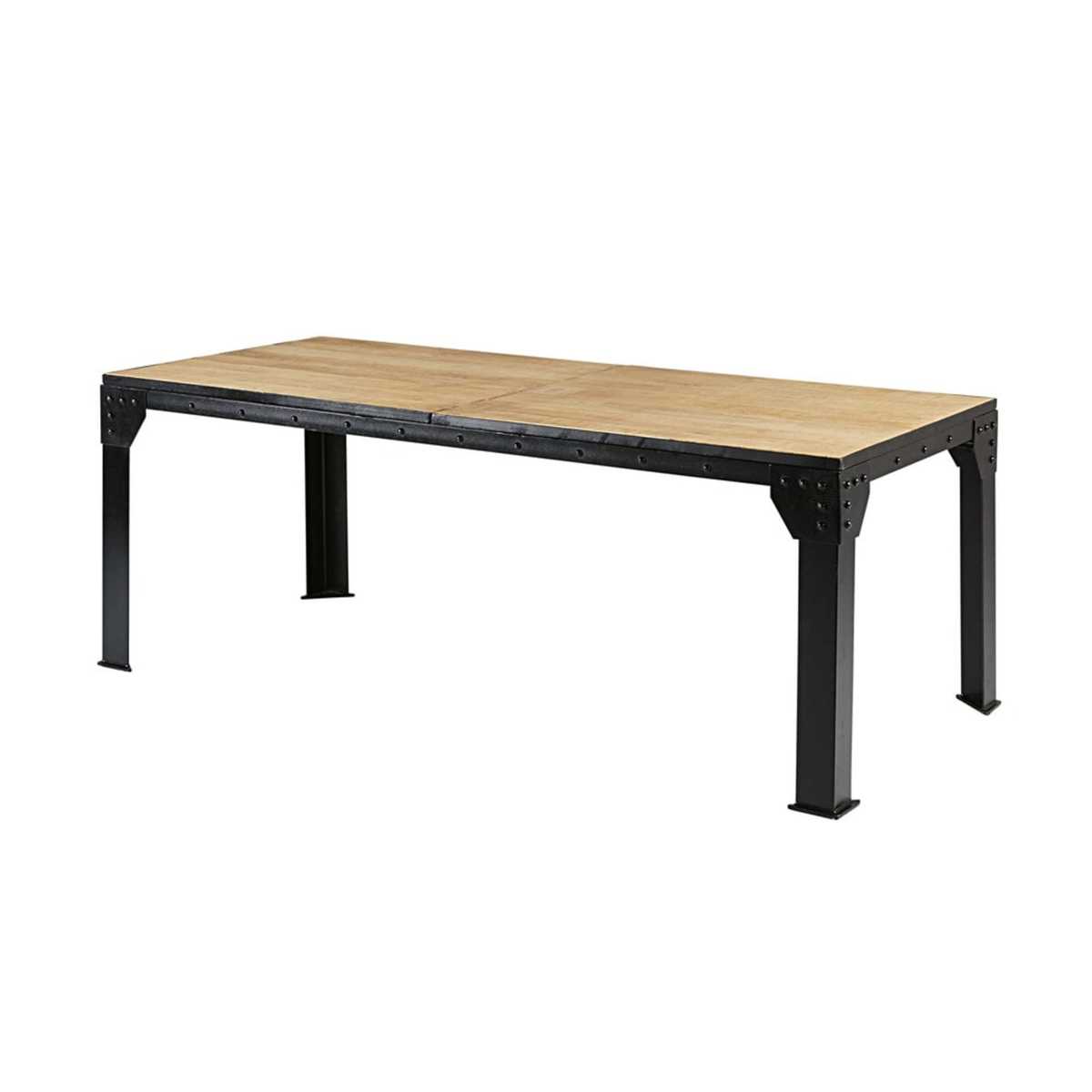 Mango Wood and Black Metal Extendible 8-12 Seater Dining Table L200-280 Factory – image 6