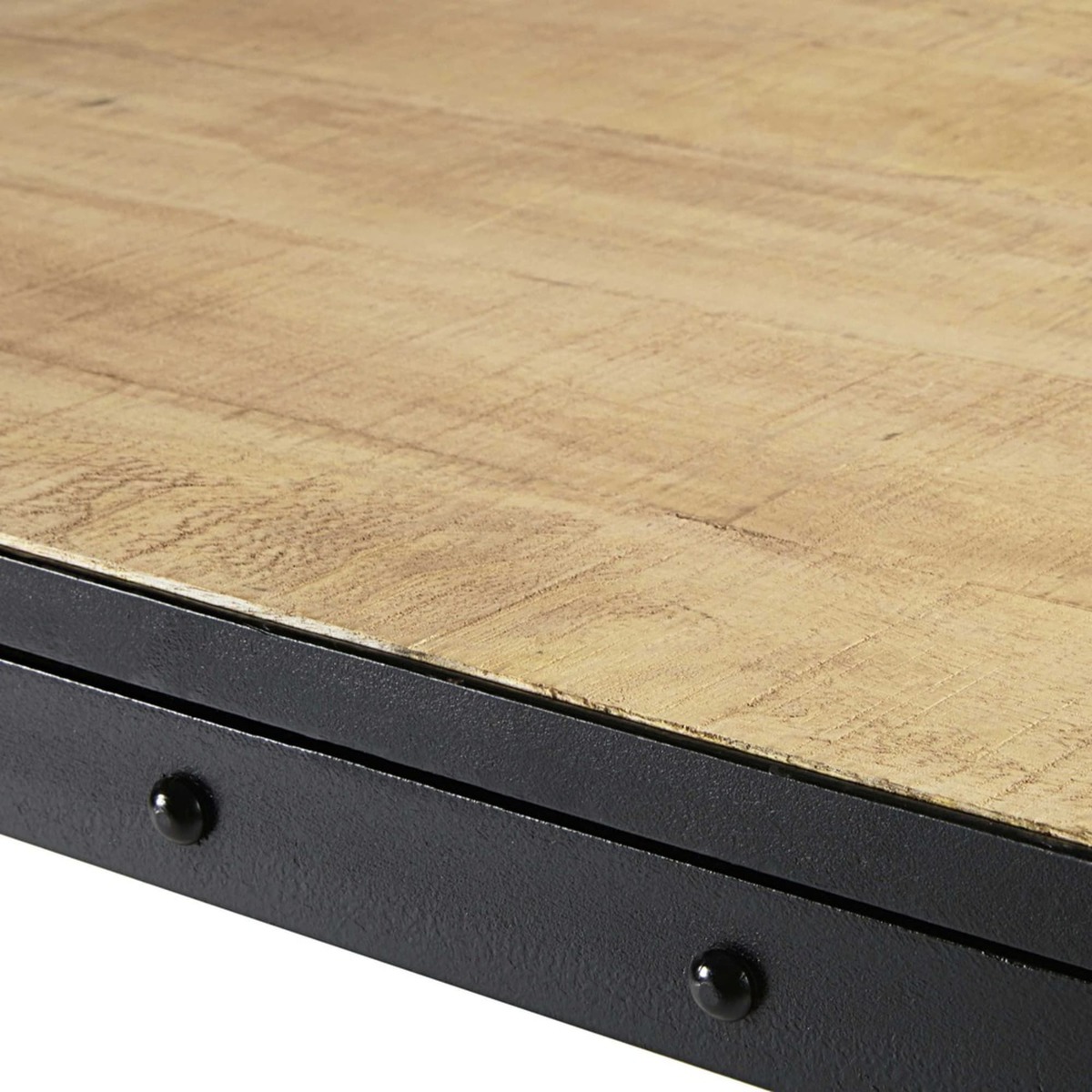 Mango Wood and Black Metal Extendible 8-12 Seater Dining Table L200-280 Factory – image 8