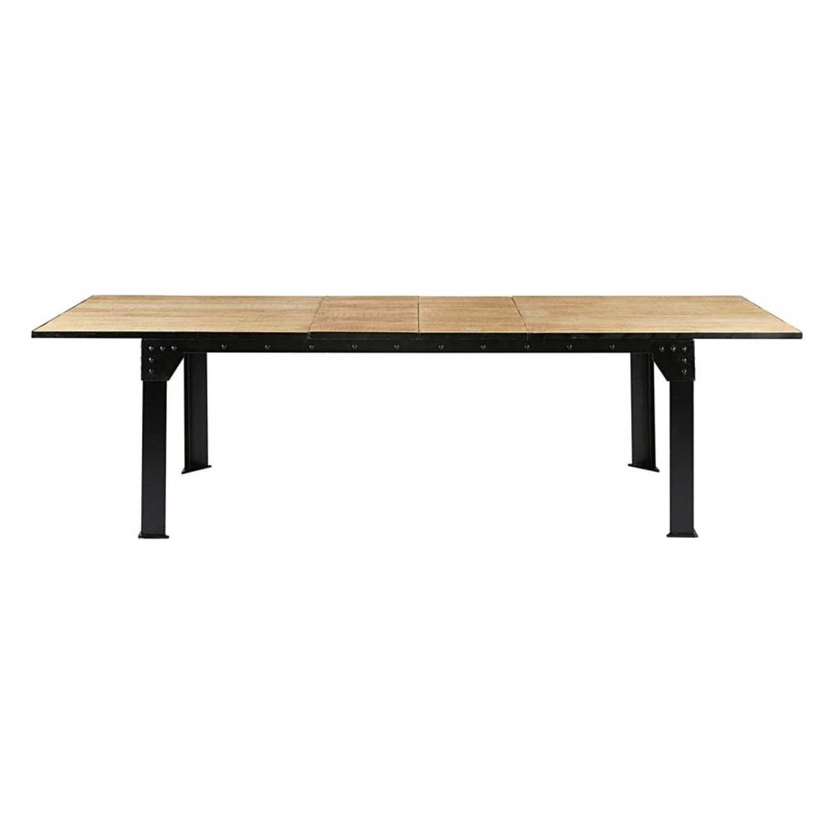 Mango Wood and Black Metal Extendible 8-12 Seater Dining Table L200-280 Factory – image 2