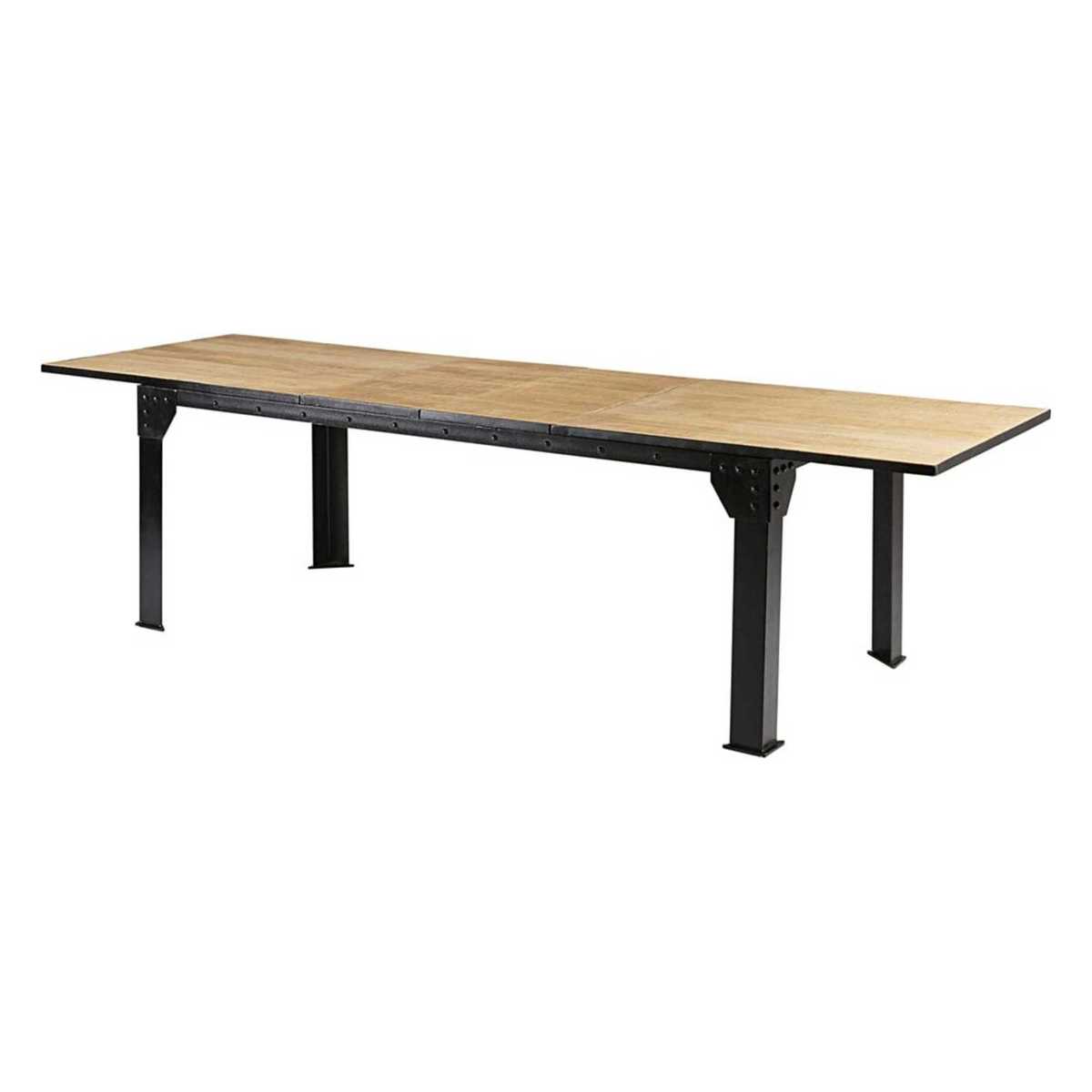 Mango Wood and Black Metal Extendible 8-12 Seater Dining Table L200-280 Factory – image 1