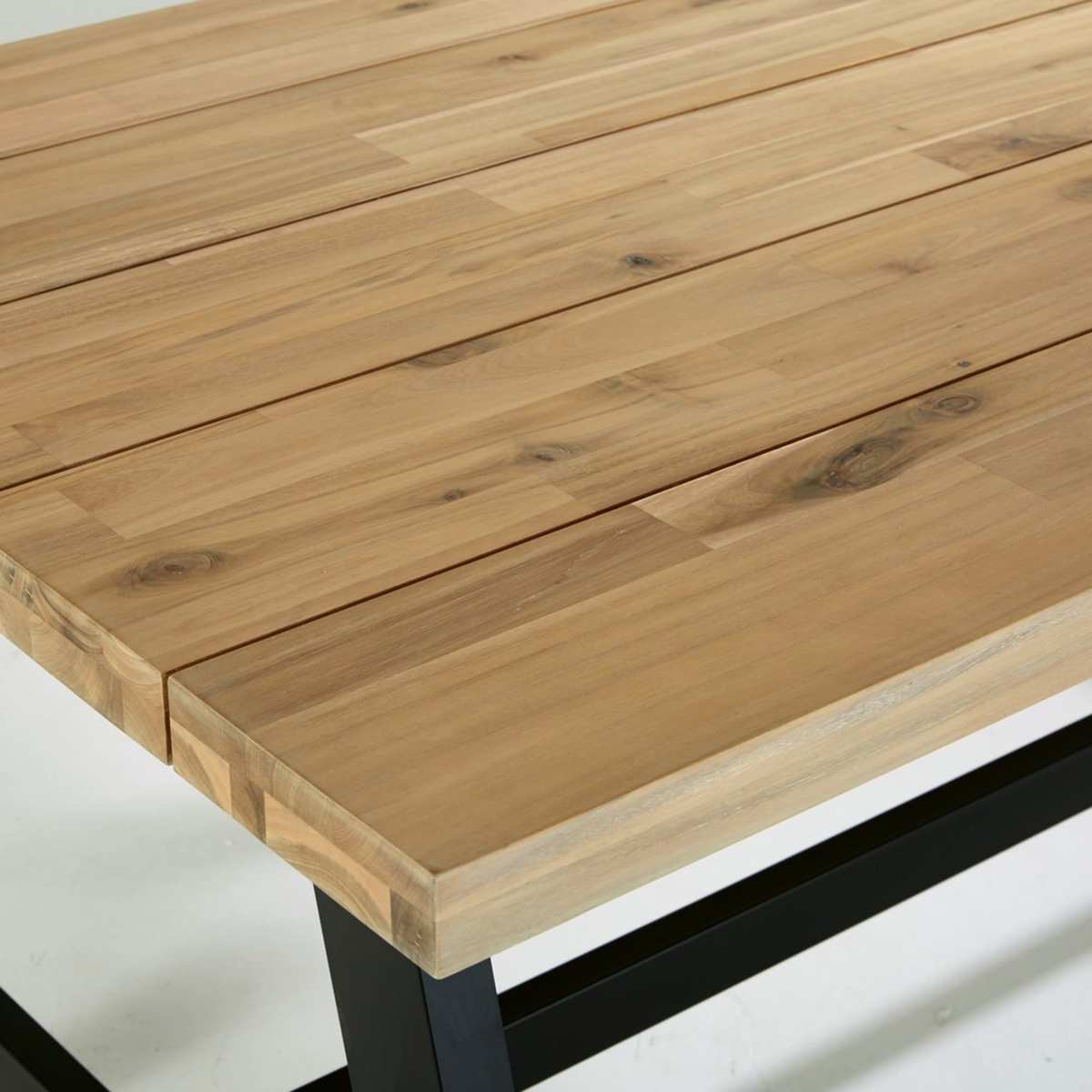 Black Metal and Acacia 6-8 Seater Garden Table W 180 cm Countryside – image 3