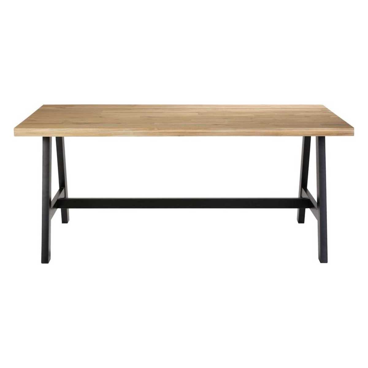 Black Metal and Acacia 6-8 Seater Garden Table W 180 cm Countryside – image 2