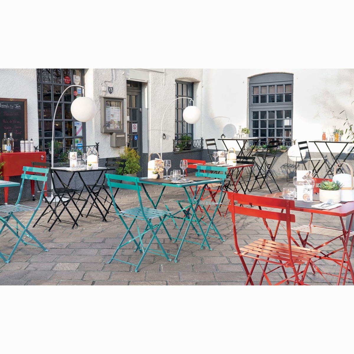 Professional Grey Metal Garden Table L70 Guinguette Pro – image 6