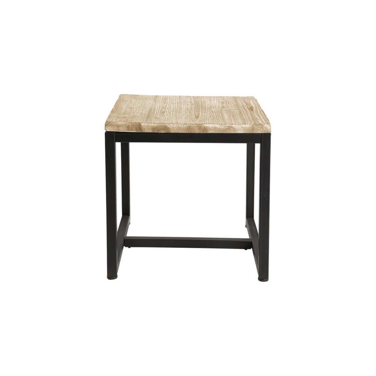 Solid Fir and Metal Industrial Side Table in Whitewash Finish Long Island – image 1
