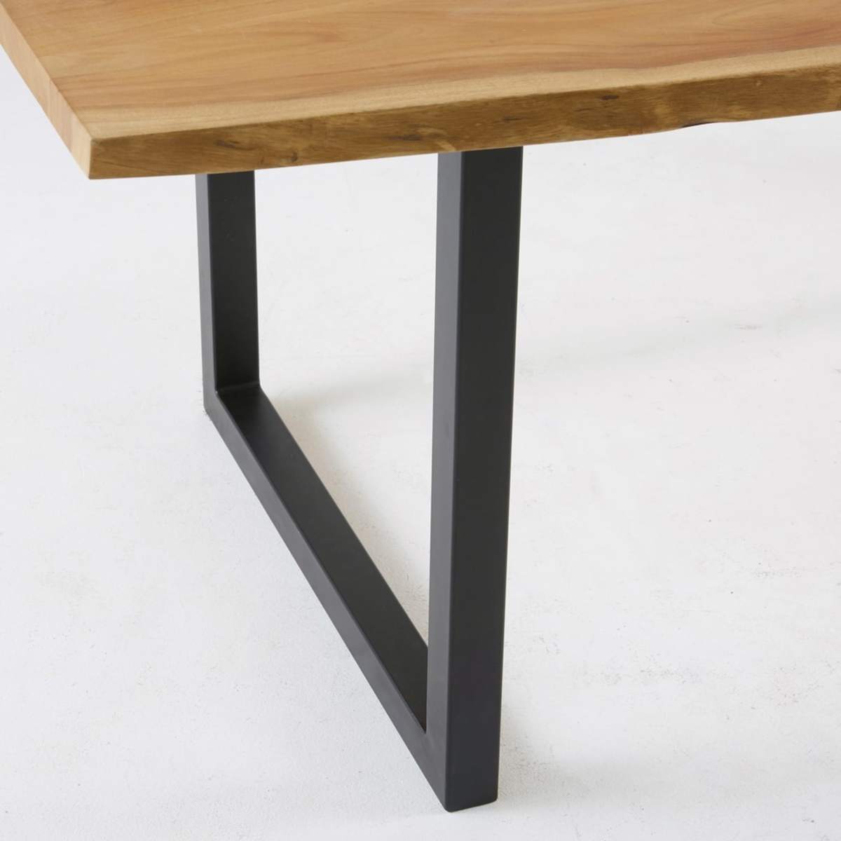Black Metal and Acacia Industrial Dining Table W 200 cm Palissandre – image 5