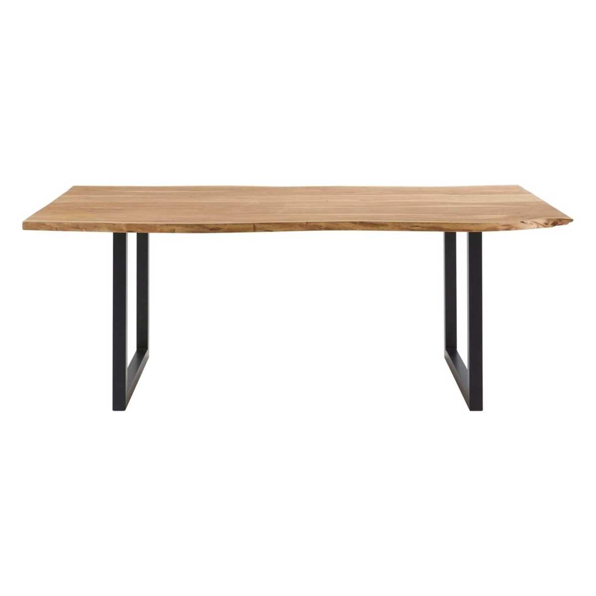 Black Metal and Acacia Industrial Dining Table W 200 cm Palissandre – image 2