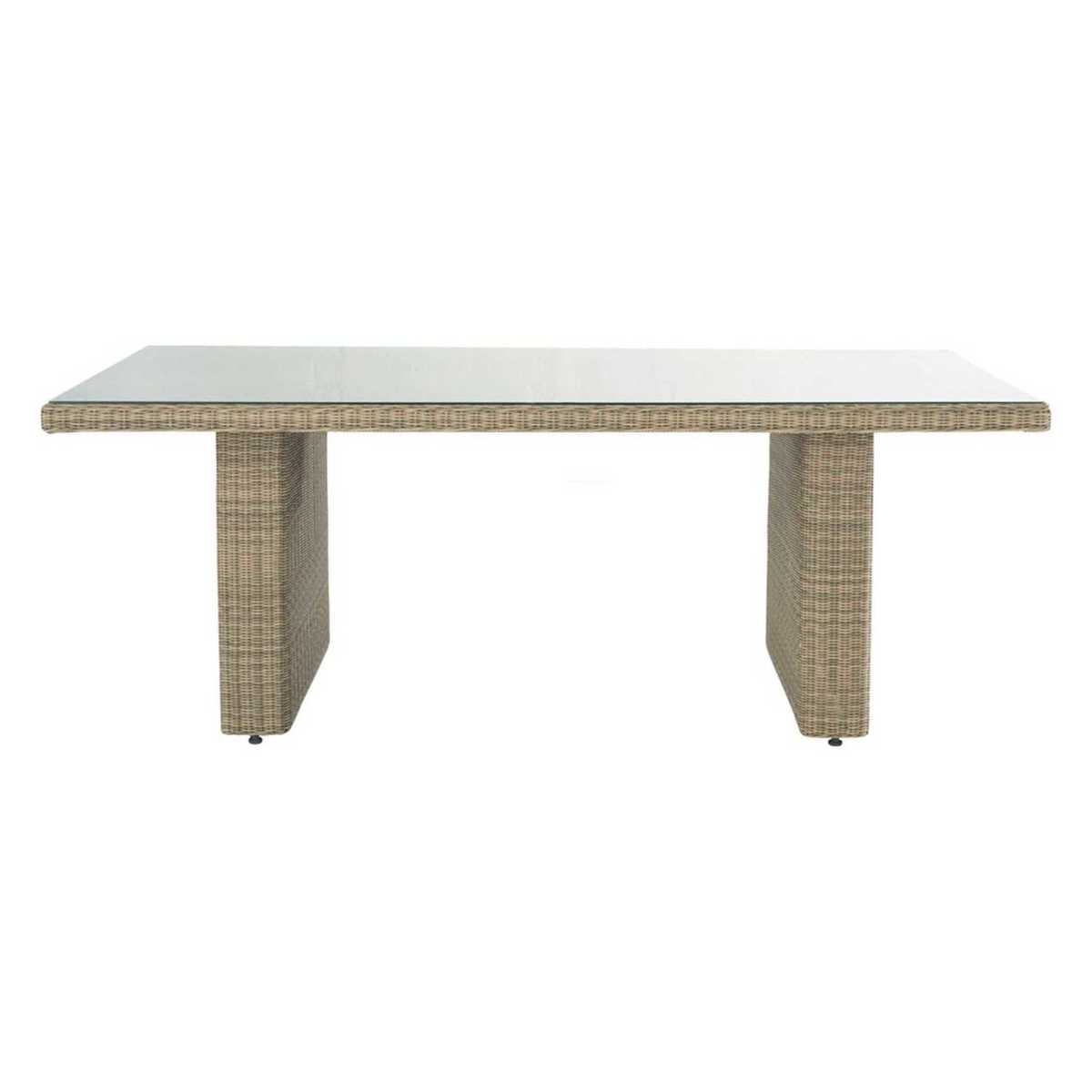 Tempered glass and wicker garden table W 200cm St Raphaël – image 1