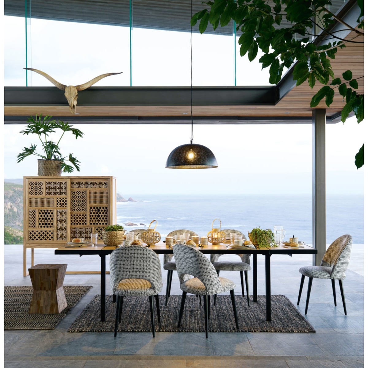 Solid Mango Wood Extendable 8-12 Seater Dining Table W180-280 Century – image 3