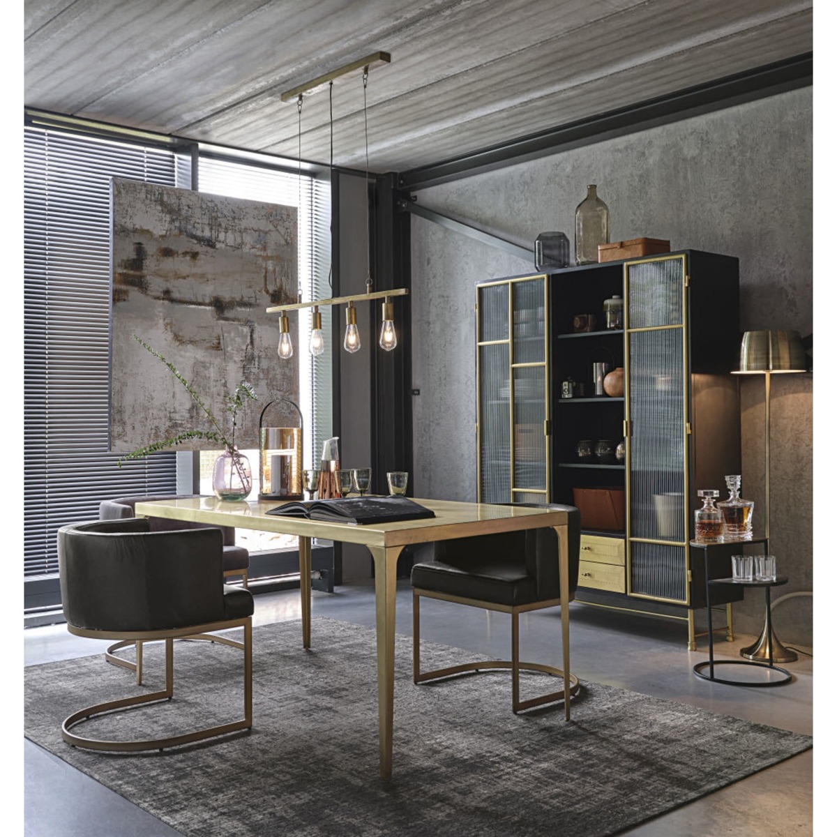 Brass Metal 6/8-Seater Dining Table W160 Rockefeller – image 4