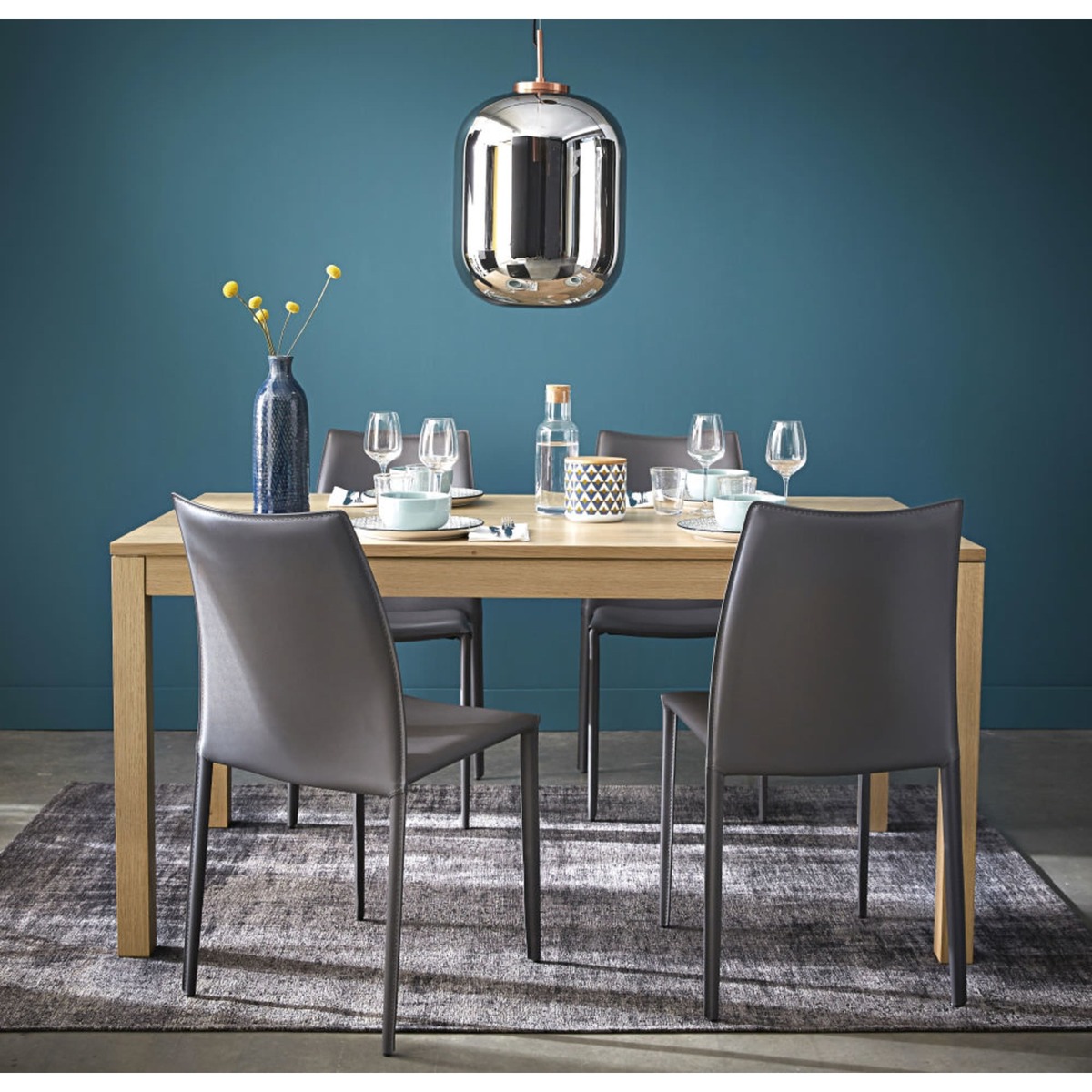 Oak Extendible 6-8 Seater Dining Table W 160-210cm Hambourg – image 3