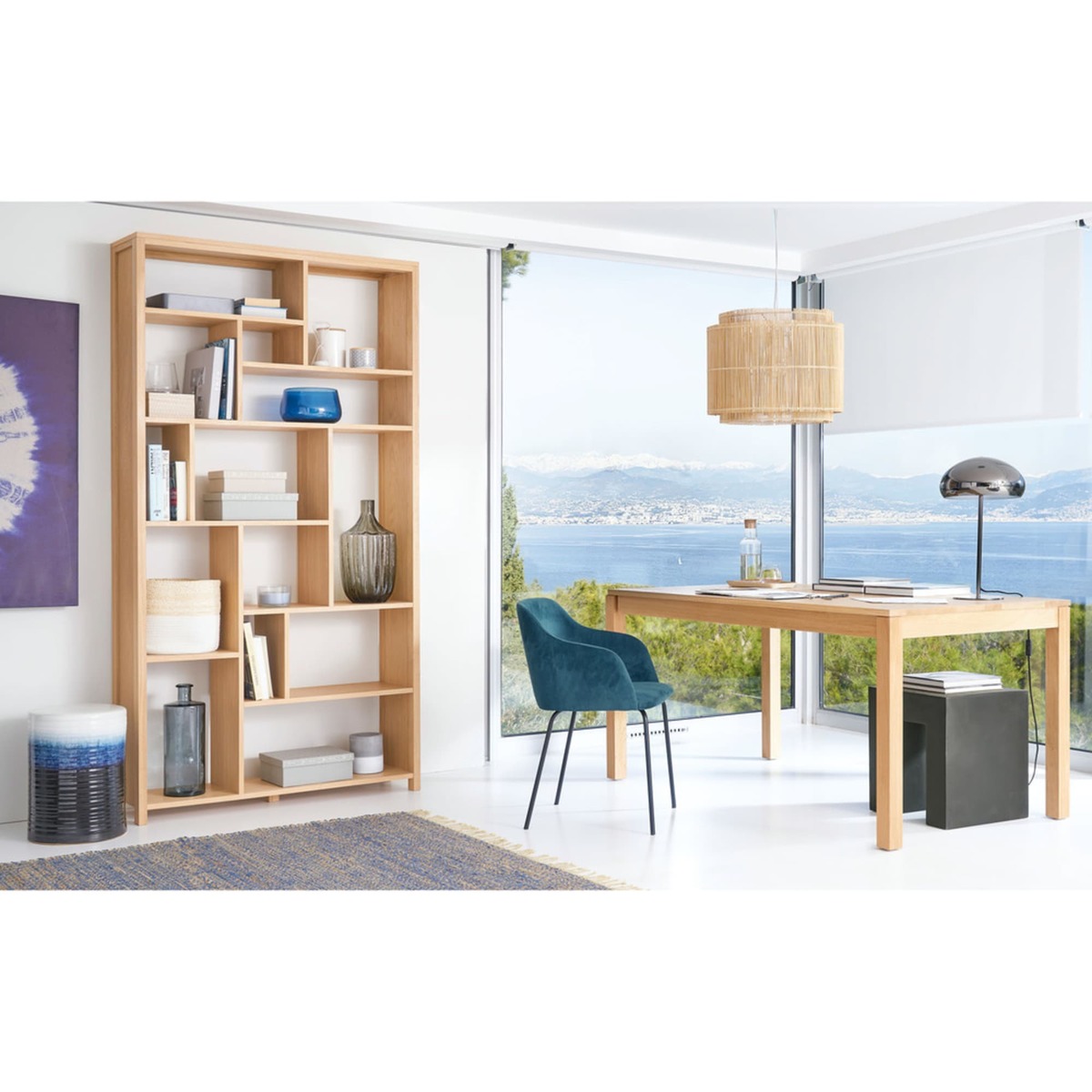 Oak Extendible 6-8 Seater Dining Table W 160-210cm Hambourg – image 4