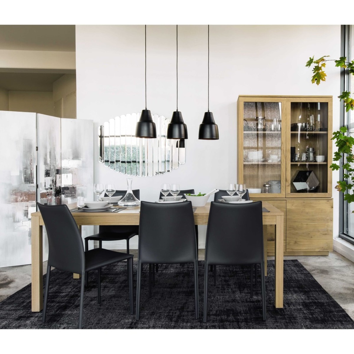 Oak Extendible 6-8 Seater Dining Table W 160-210cm Hambourg – image 7