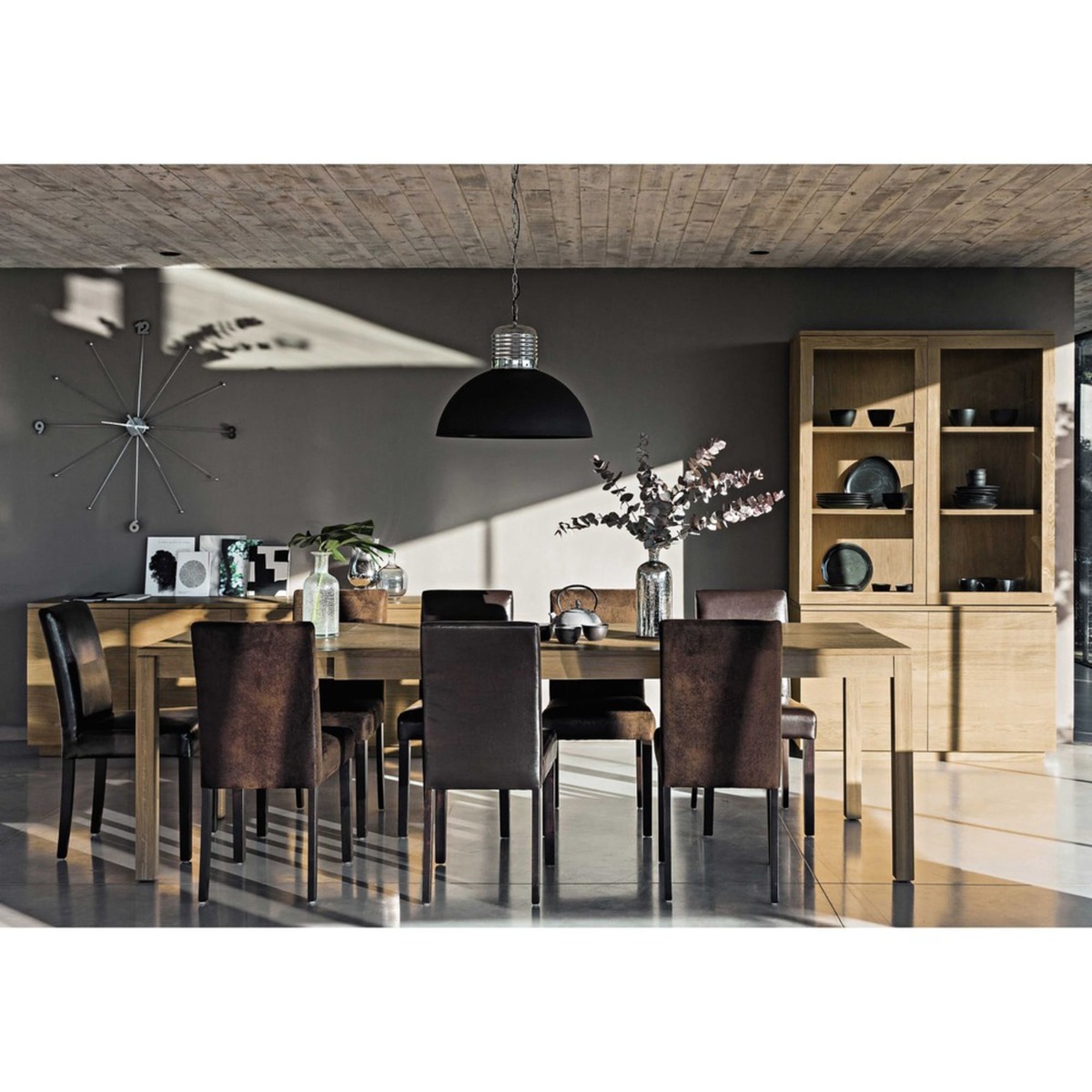Oak Extendible 6-8 Seater Dining Table W 160-210cm Hambourg – image 8