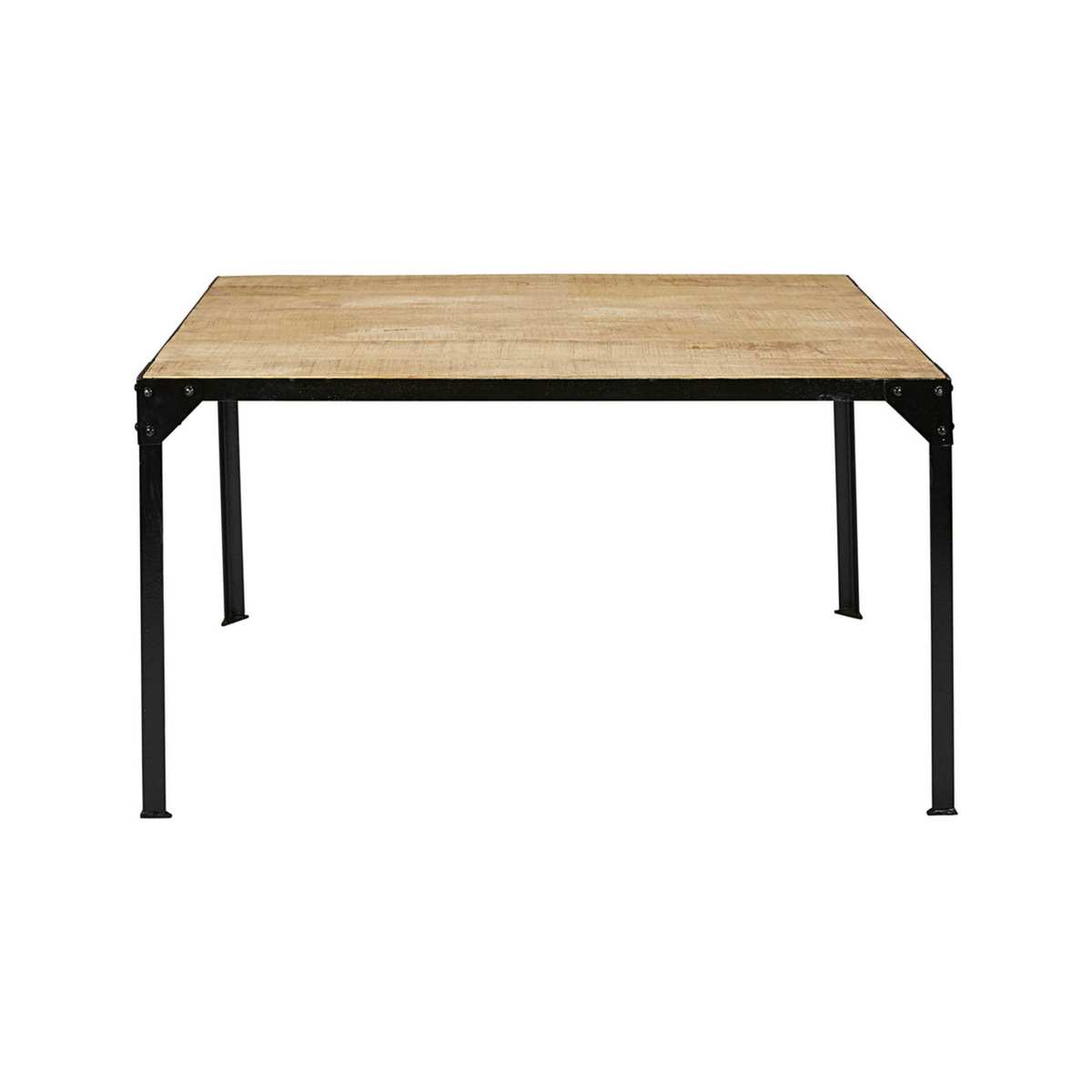 Solid mango wood and black metal dining table L140 Factory – image 2