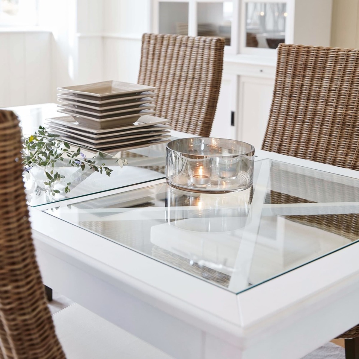 8-Seater White Pine and Tempered Glass Dining Table L 180 cm Newport – image 5