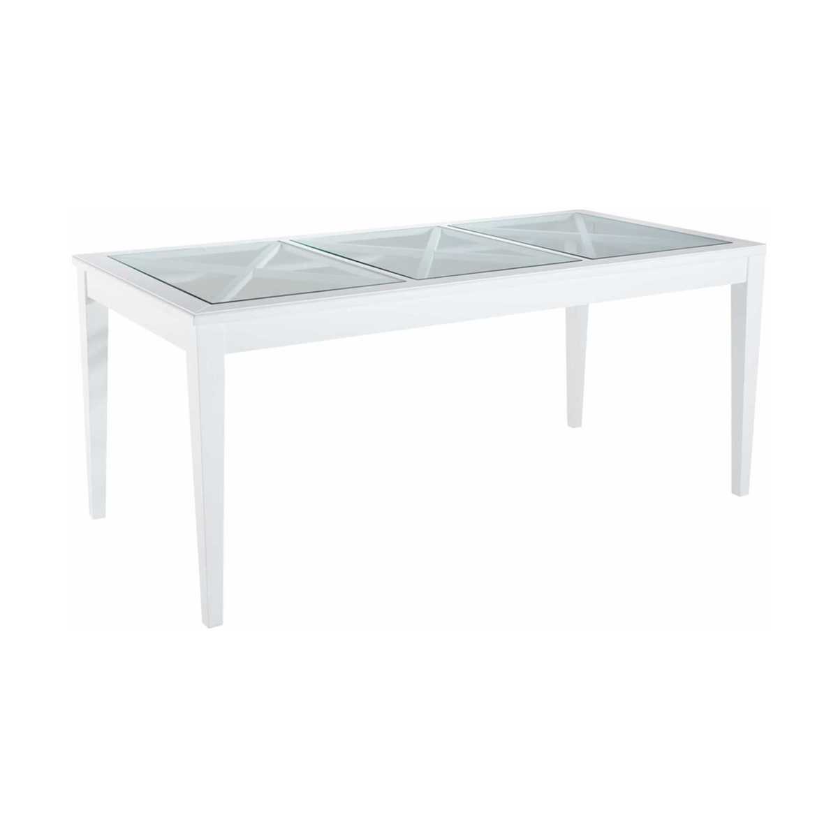 8-Seater White Pine and Tempered Glass Dining Table L 180 cm Newport – image 1