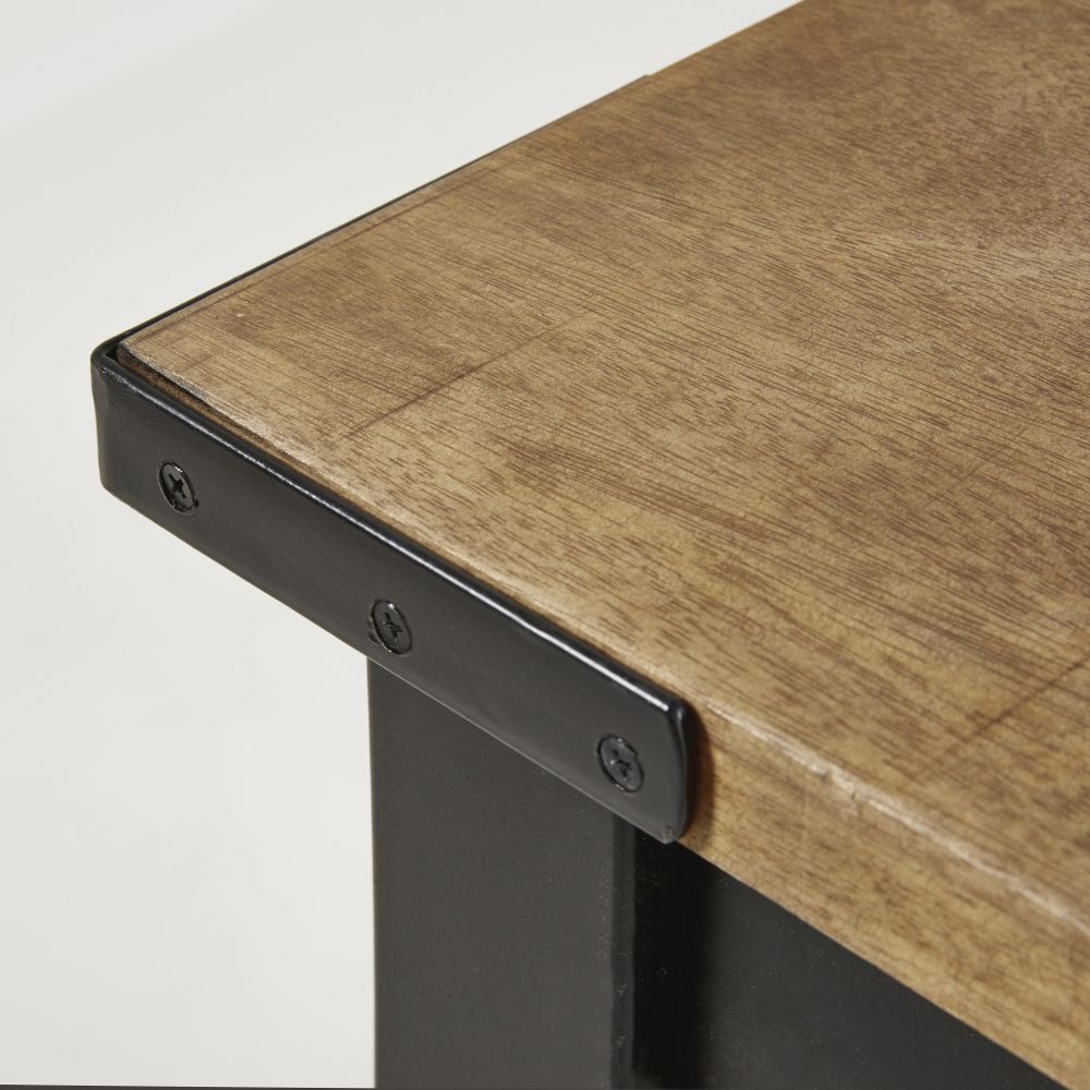 Metal and Mango Wood 6-8 Seater Dining Table W160 – image 4