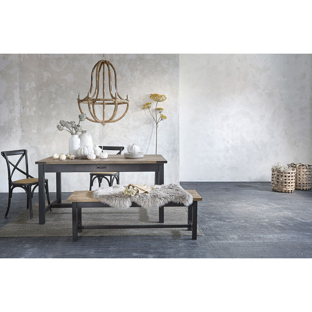 Metal and Mango Wood 6-8 Seater Dining Table W160 – image 7