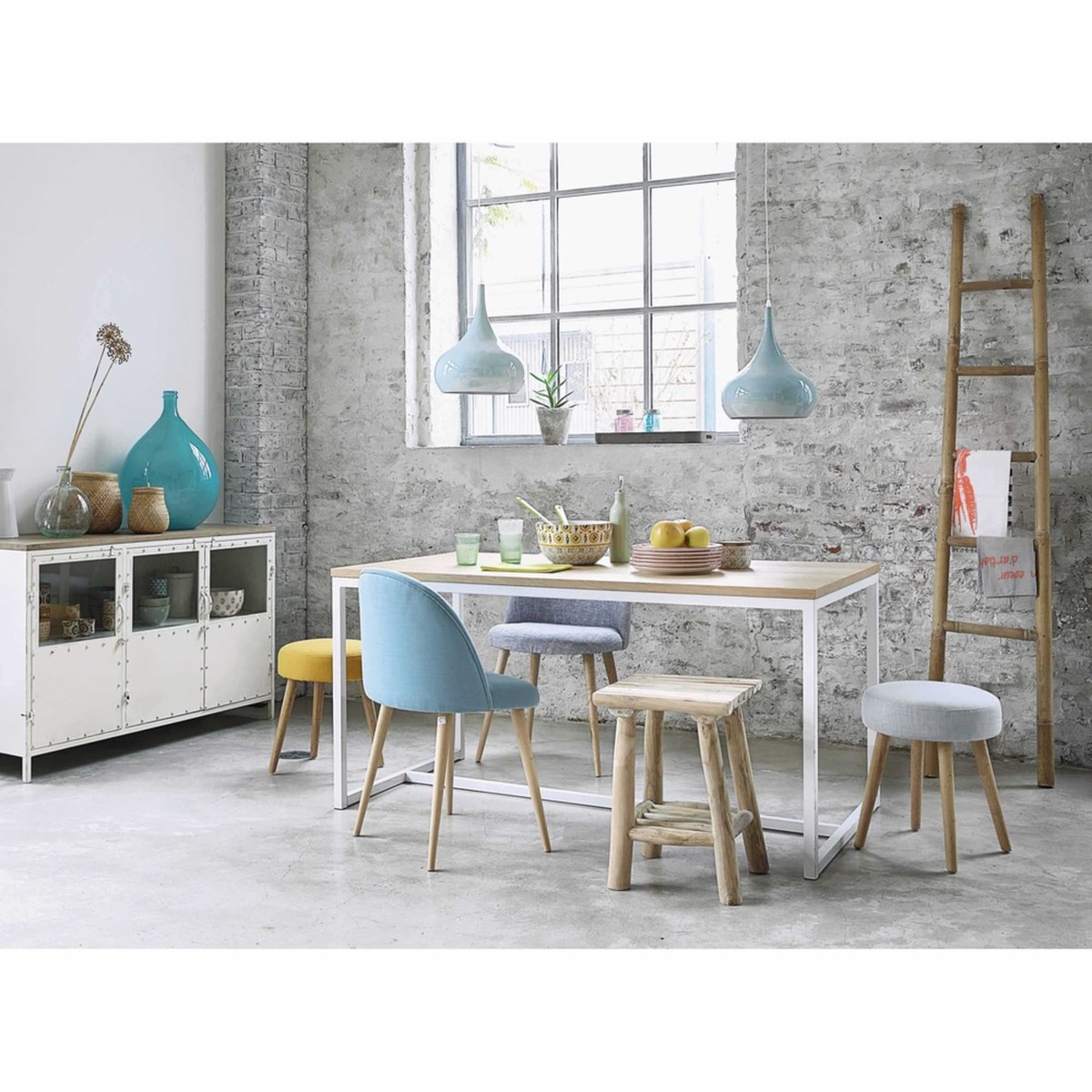Wood and metal dining table in white W 150cm Igloo – image 2