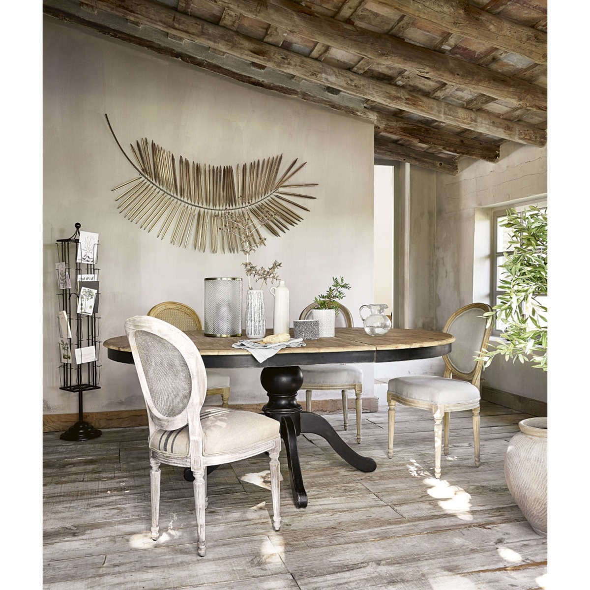 Extendable 6/8-Seater Recycled Pine and Birch Dining Table W140/190 Provence – image 5
