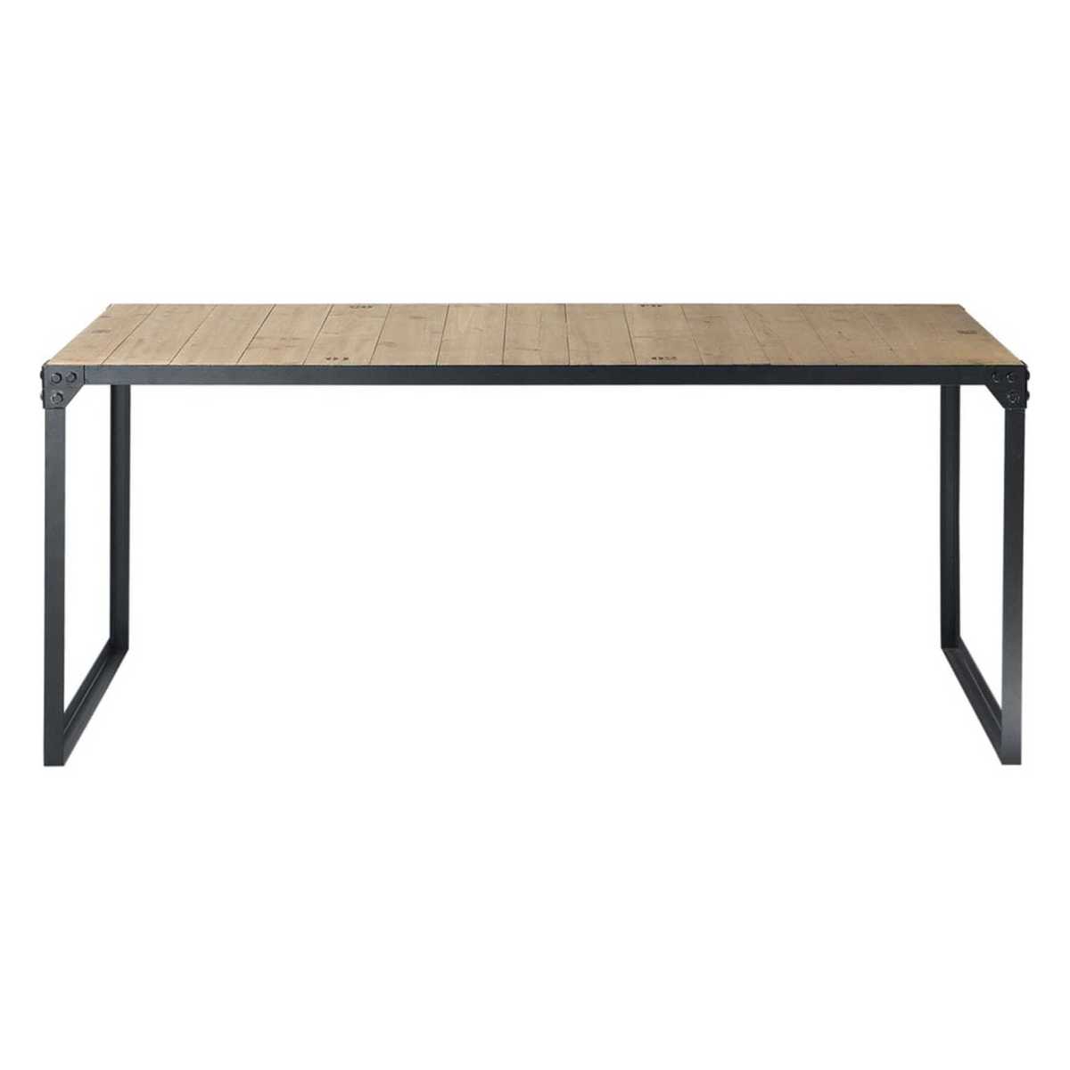 Fir Wood and Metal Industrial 8-Seater Dining Table L 180 Docks – image 1
