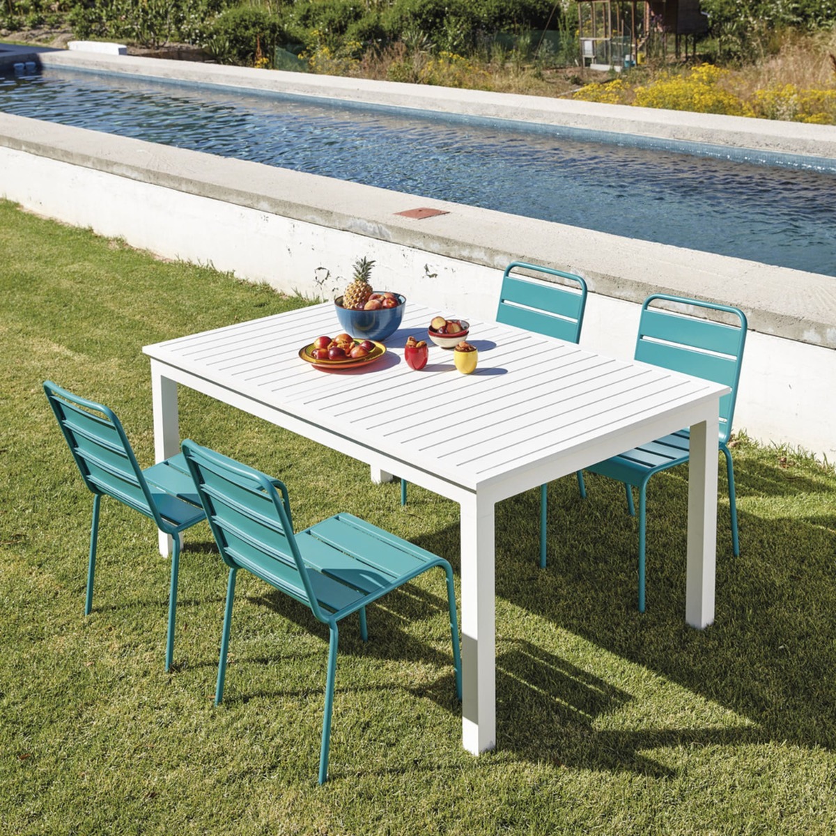 Aluminium extending garden table in white W 160-210cm Extenso – image 6