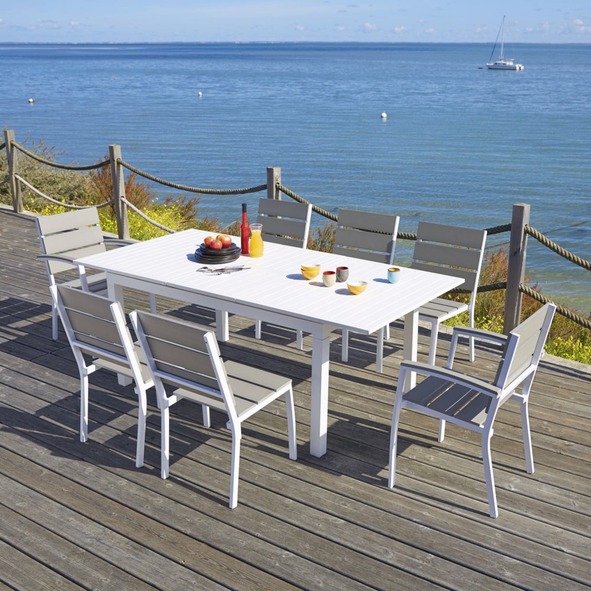 Aluminium extending garden table in white W 160-210cm Extenso – image 7