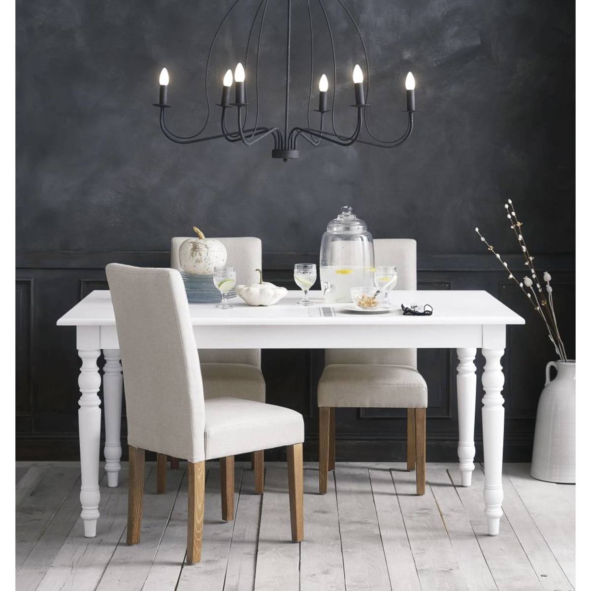 White Extendible 6-8 Seater Dining Table W 160-200 cm Romance – image 7