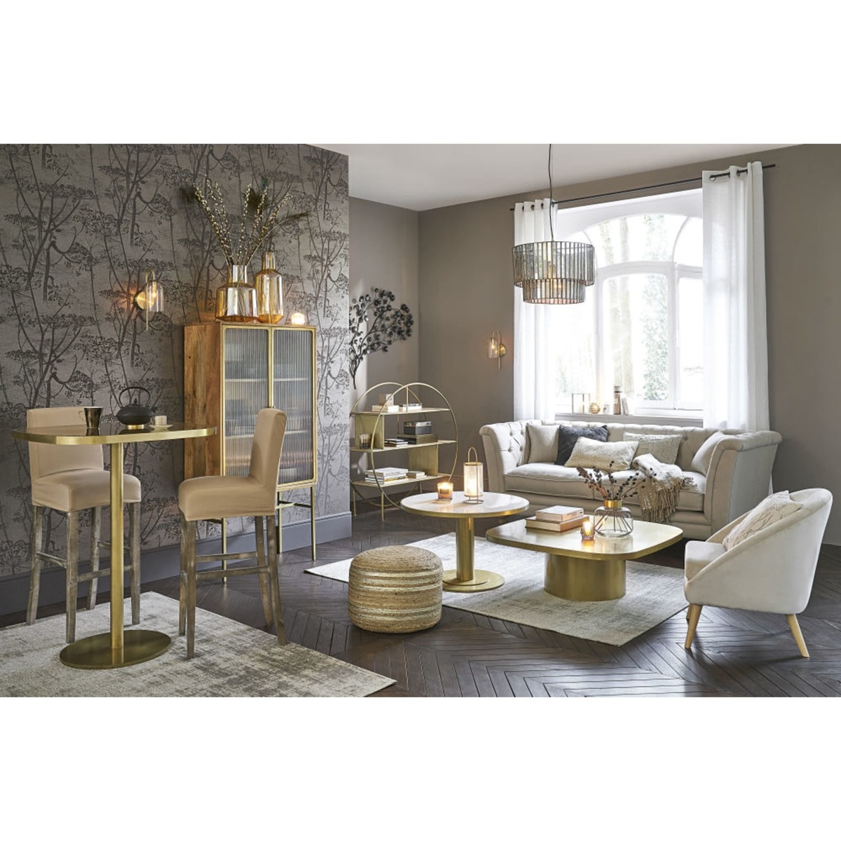 Brass Metal 1/2-Seater Tall Dining Table W40 Louxor – image 3