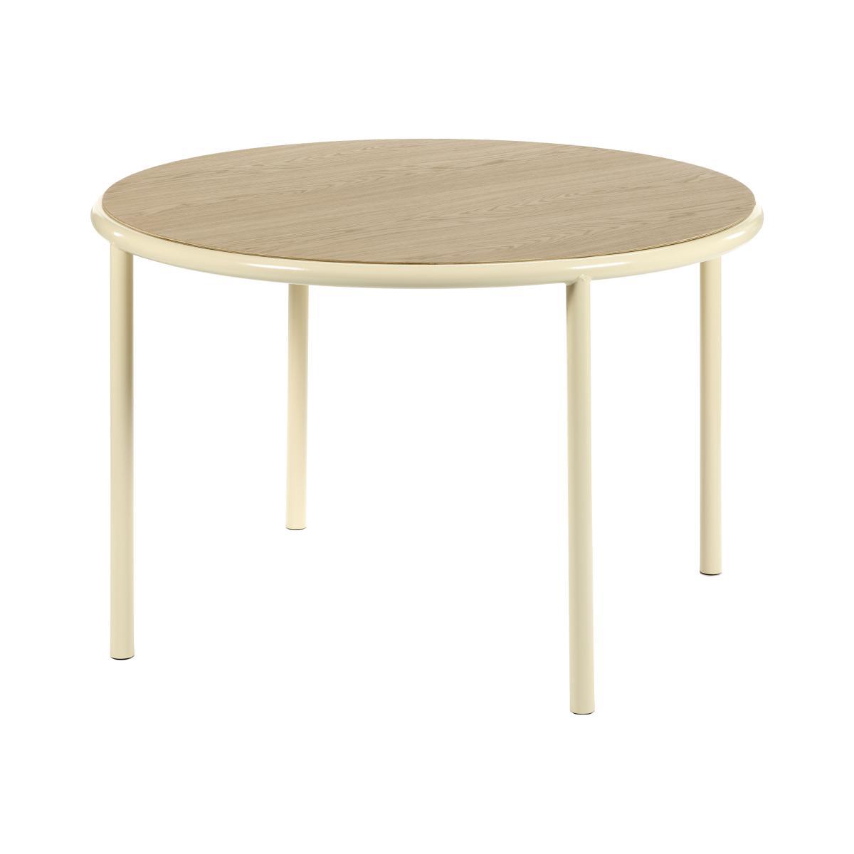 Wooden Round table - / Ø 120 cm - Oak & steel by valerie objects White/Beige/Natural wood – image 1