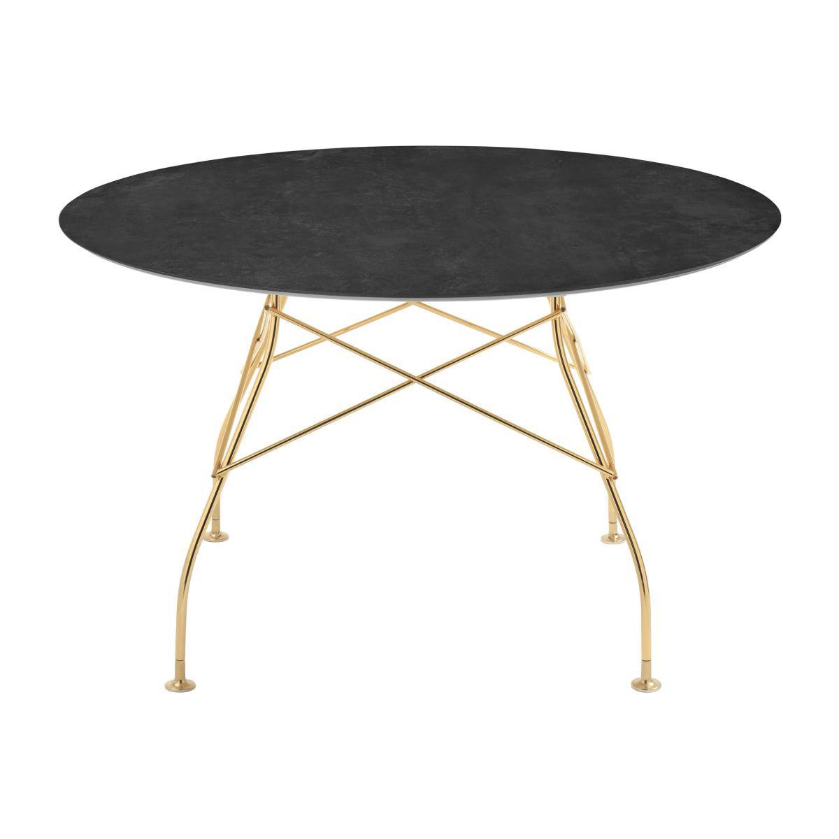 Glossy Marble Round table - / Ø 128 cm - Marble-effect sandstone by Kartell Brown