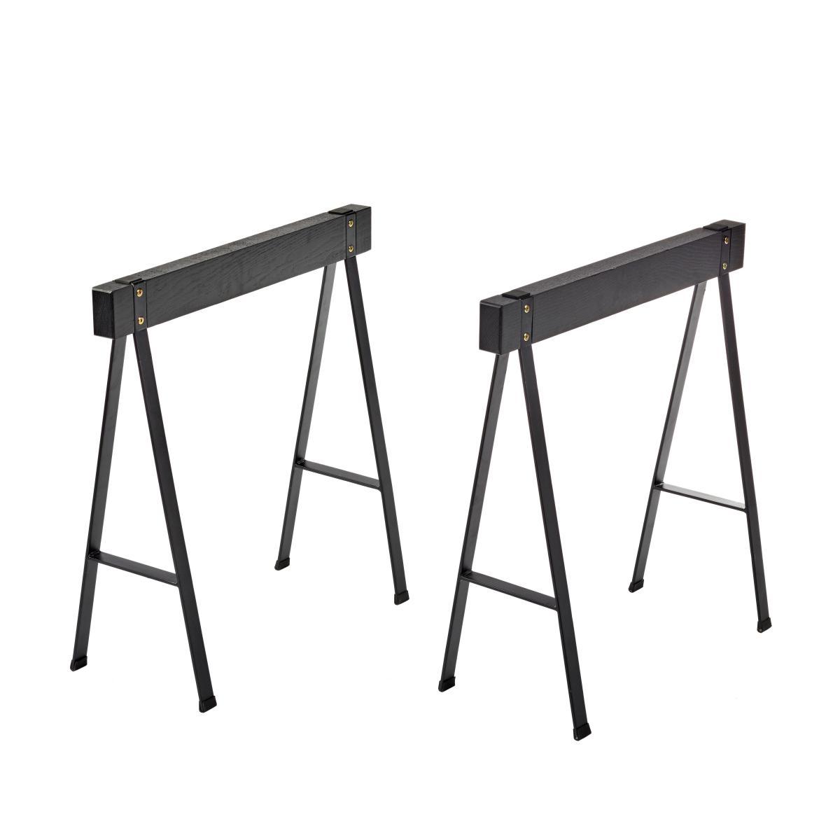 Studio Simple Rectangular table - / avec tréteaux - 150 x 75 cm by Serax Black – image 3