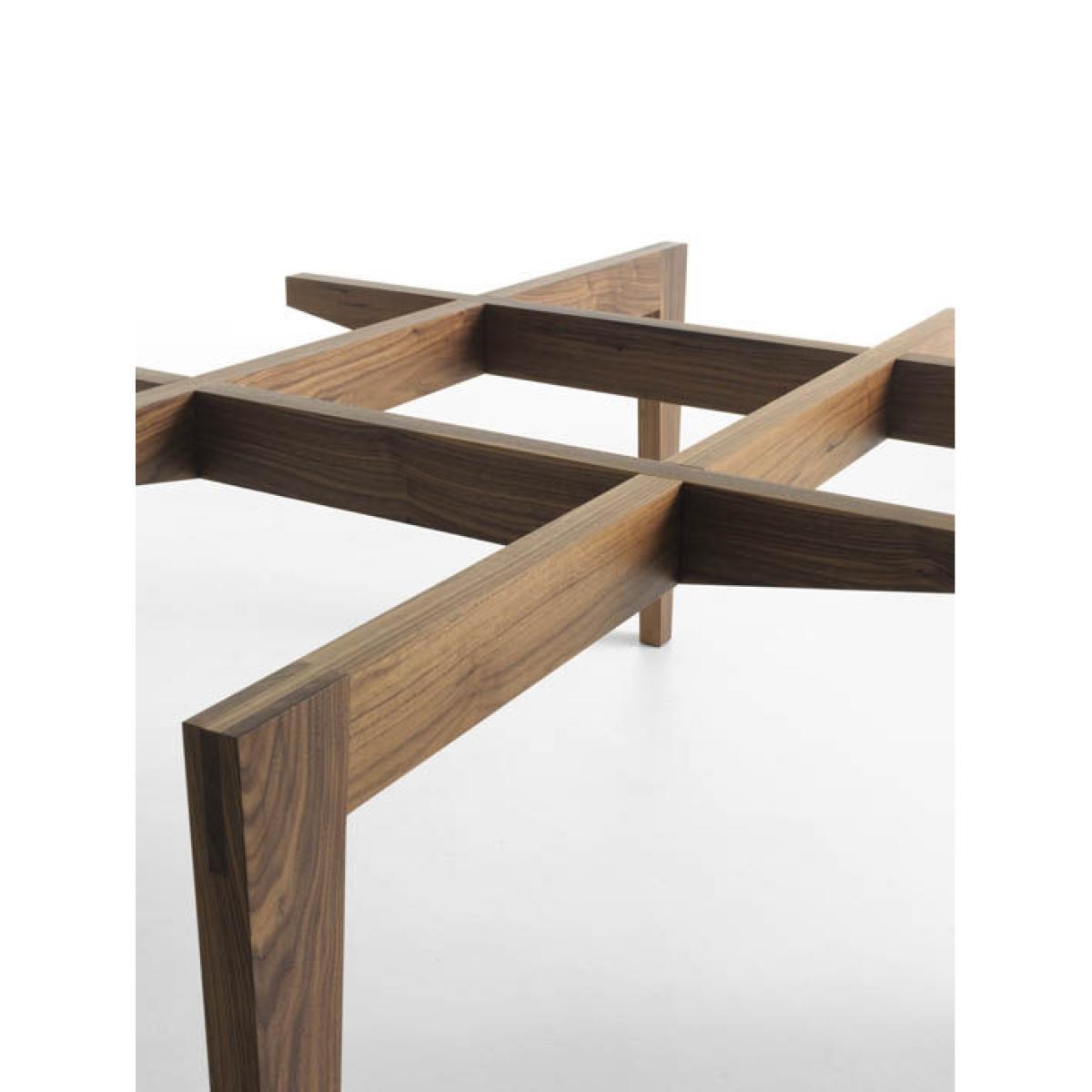 Autoreggente Square table - 100 x 100 cm / Glass & walnut by Horm Transparent/Natural wood – image 3