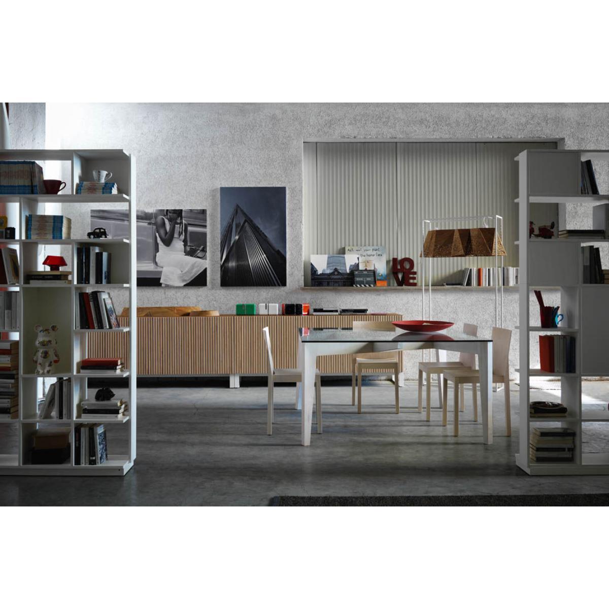 Autoreggente Square table - 100 x 100 cm / Glass & walnut by Horm Transparent/Natural wood – image 5