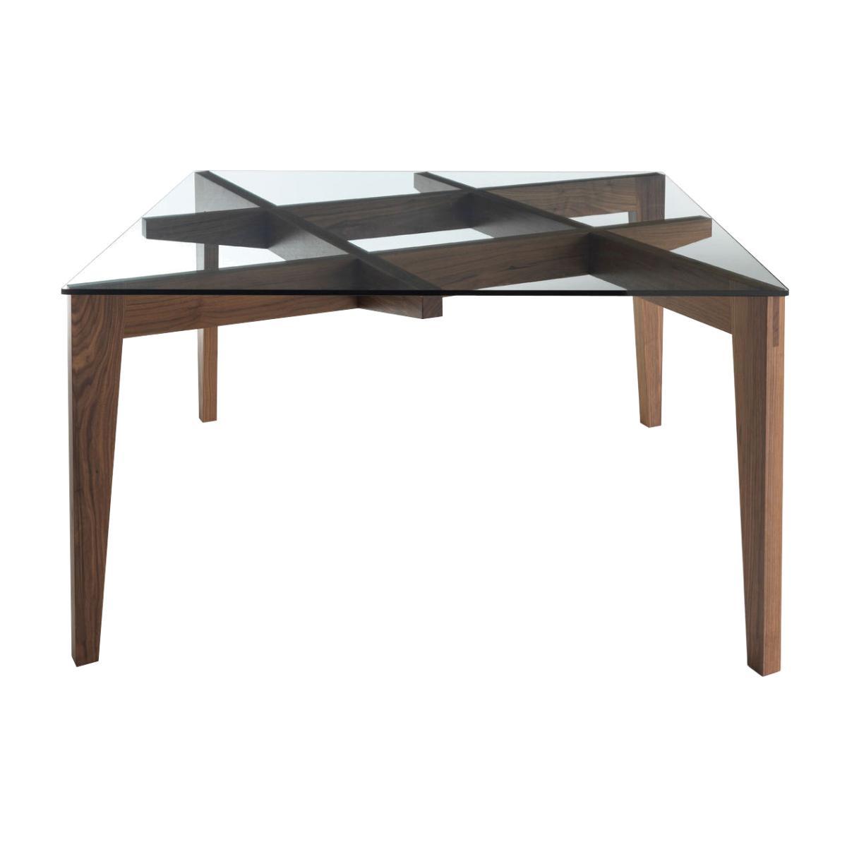 Autoreggente Square table - 100 x 100 cm / Glass & walnut by Horm Transparent/Natural wood – image 1