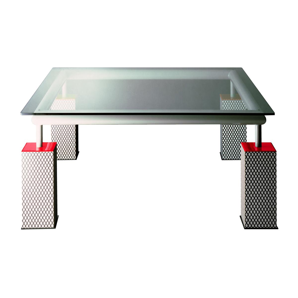 Square table Mandarin glass / Glass - By Ettore Sottsass, 1981 / 160 x 160 cm - Memphis Milano