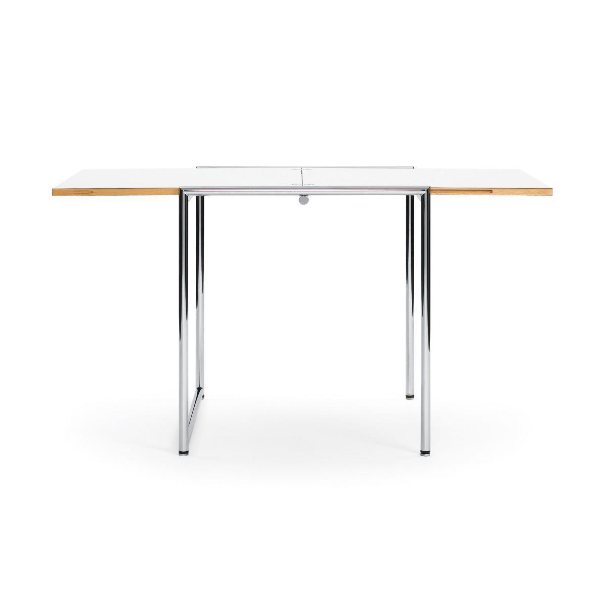 Jean Extending table - / 1929 reissue - Foldable & adjustable legs by ClassiCon White/Natural wood/Metal – image 2