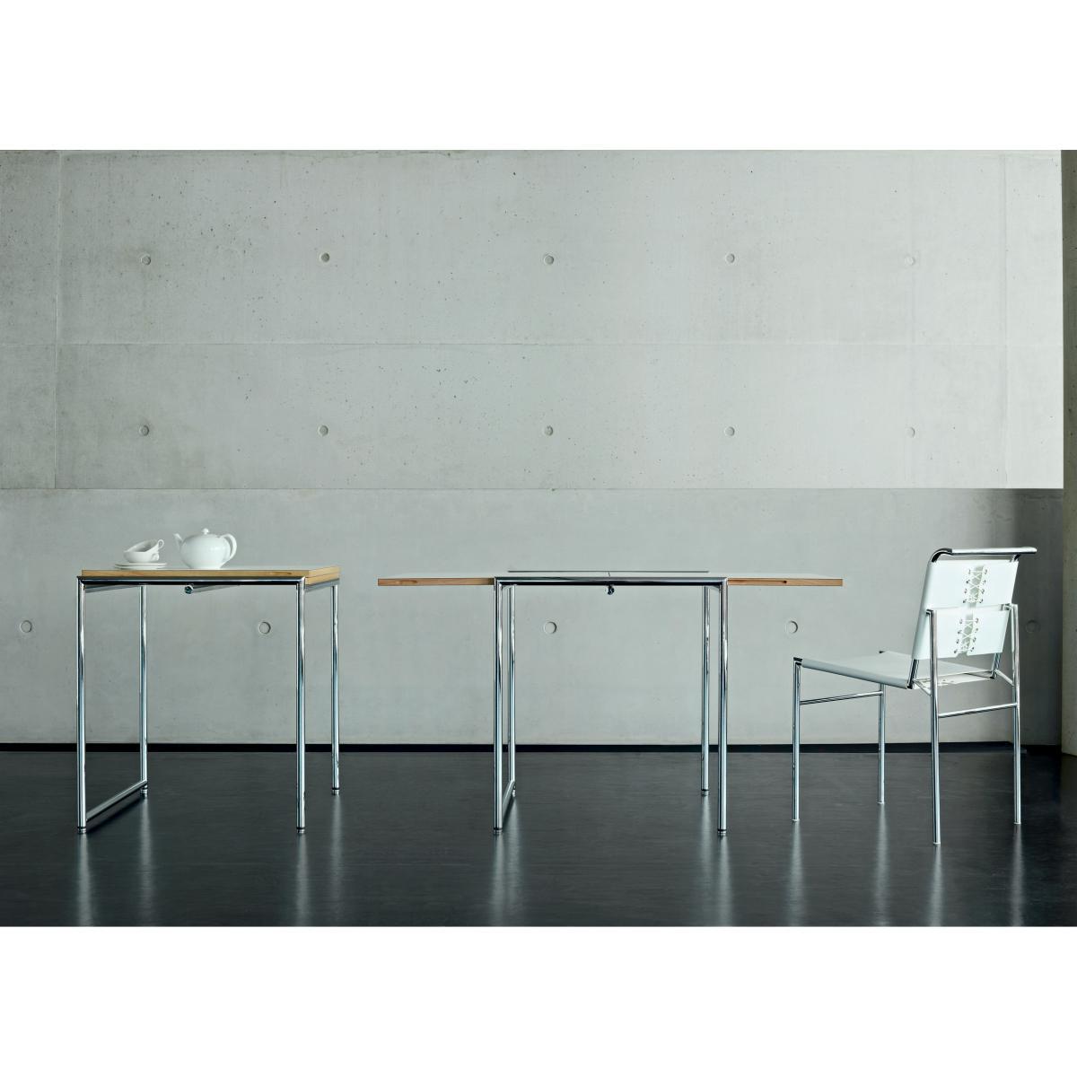 Jean Extending table - / 1929 reissue - Foldable & adjustable legs by ClassiCon White/Natural wood/Metal – image 6