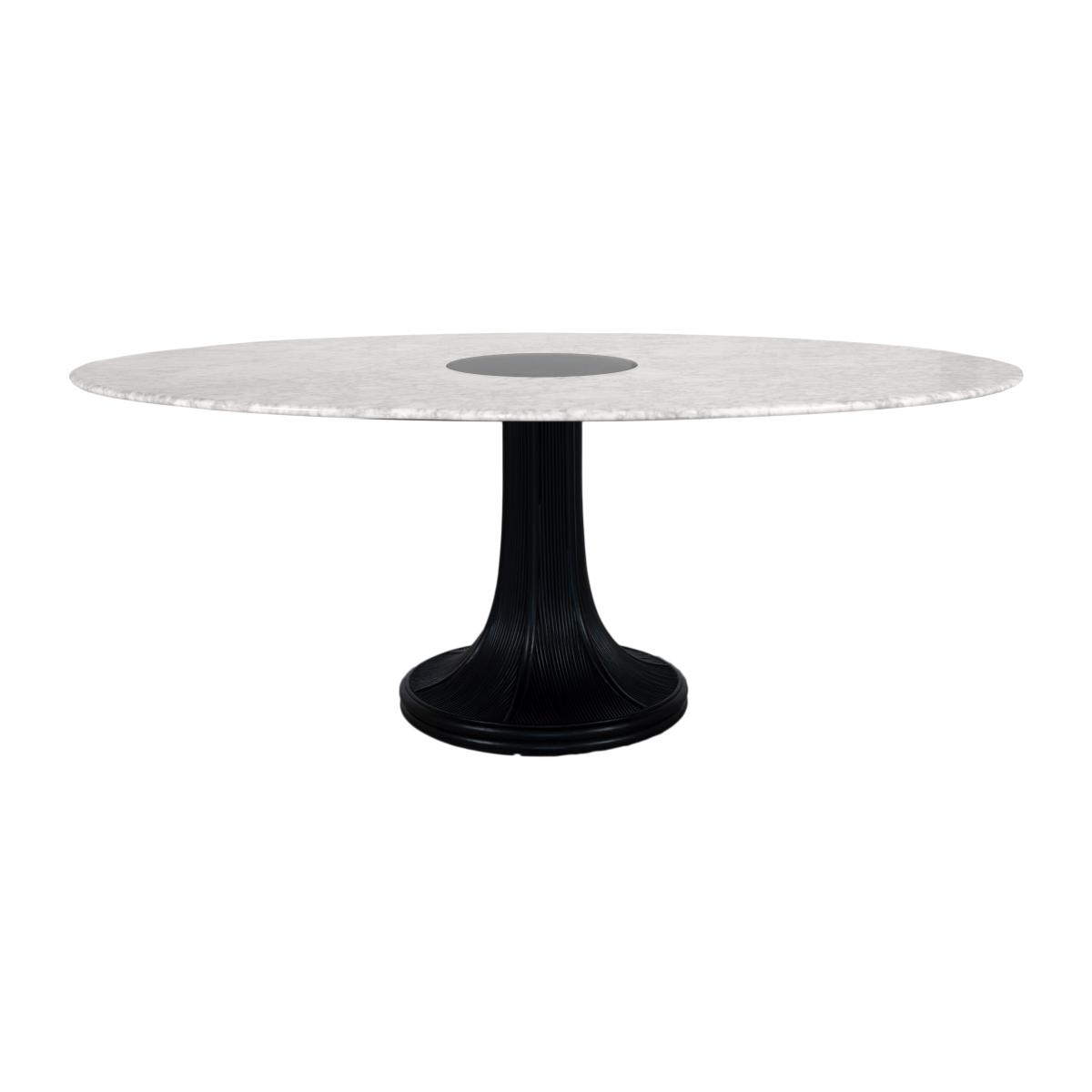Riviera Oval table stone white / 199 x 125 cm - Base, legs Rattan - SARAH LAVOINE – image 1