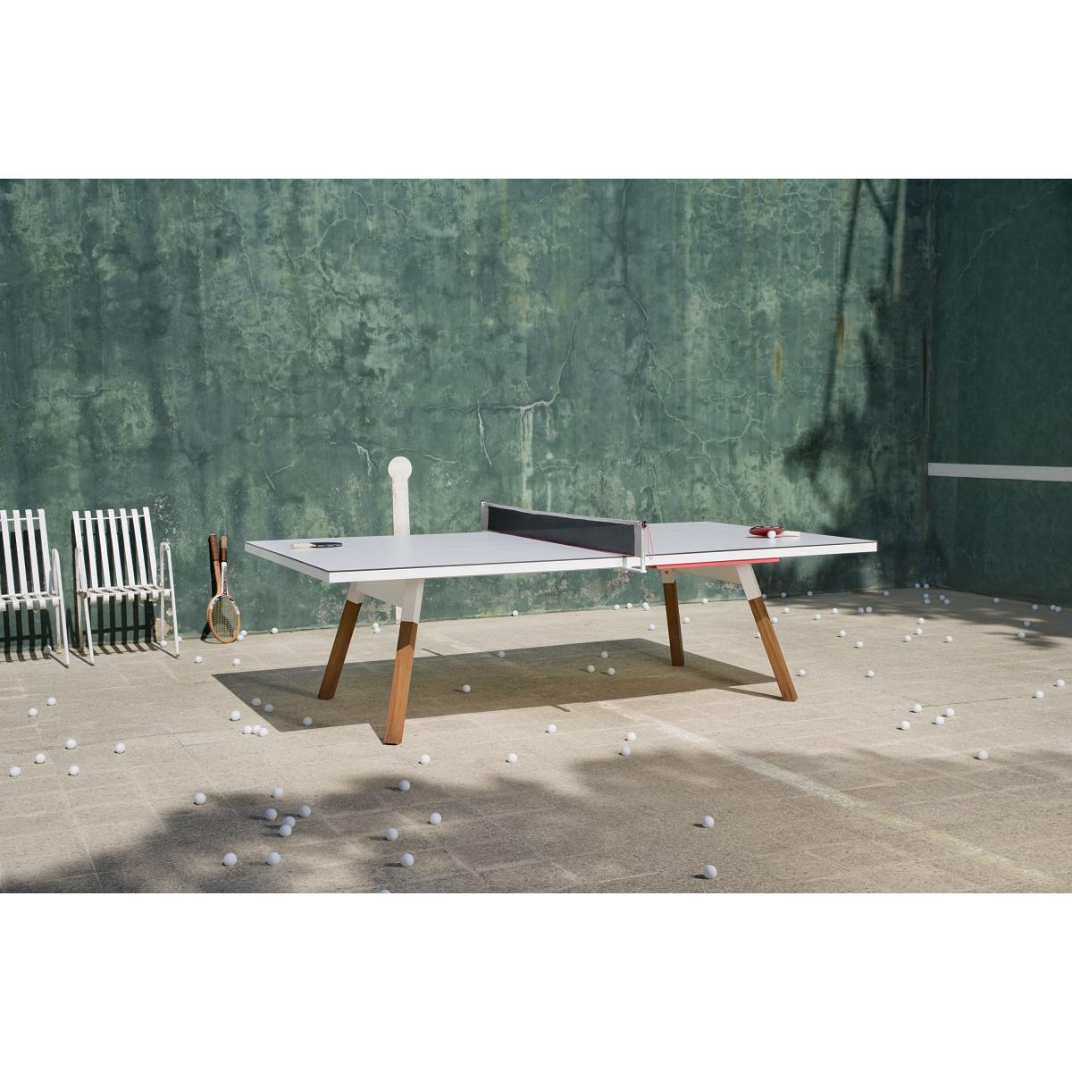 Y&M Table - L 274 cm / Ping pong & dining table by RS BARCELONA White/Natural wood – image 2