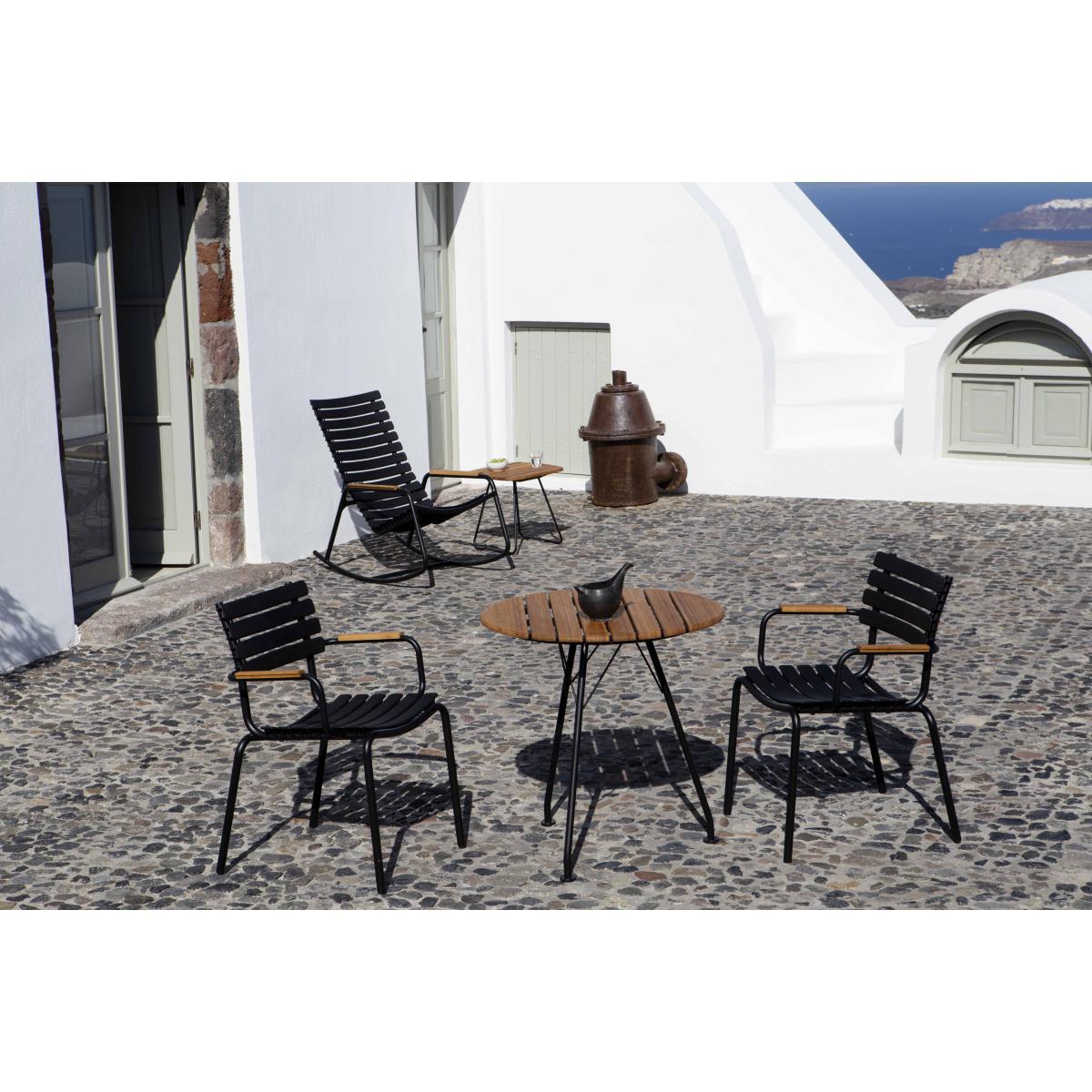 Circum Round table - / Metal & bamboo - Ø 74 cm by Houe Black/Natural wood – image 3