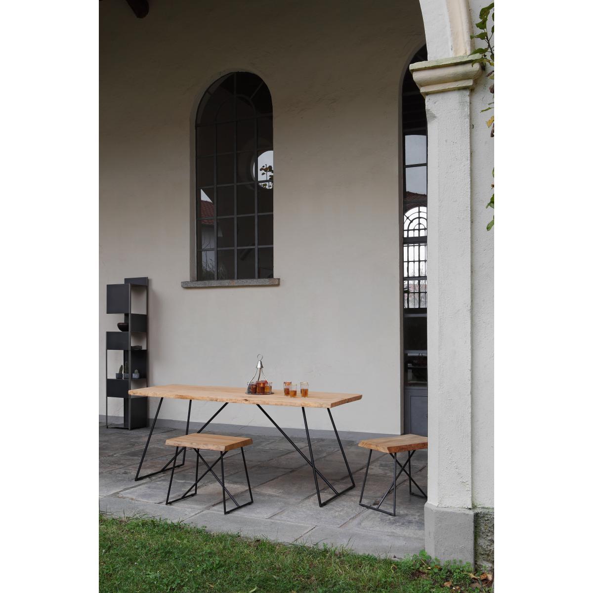 Old Times Rectangular table - / 190 x 70 cm by Zeus Black/Natural wood – image 2